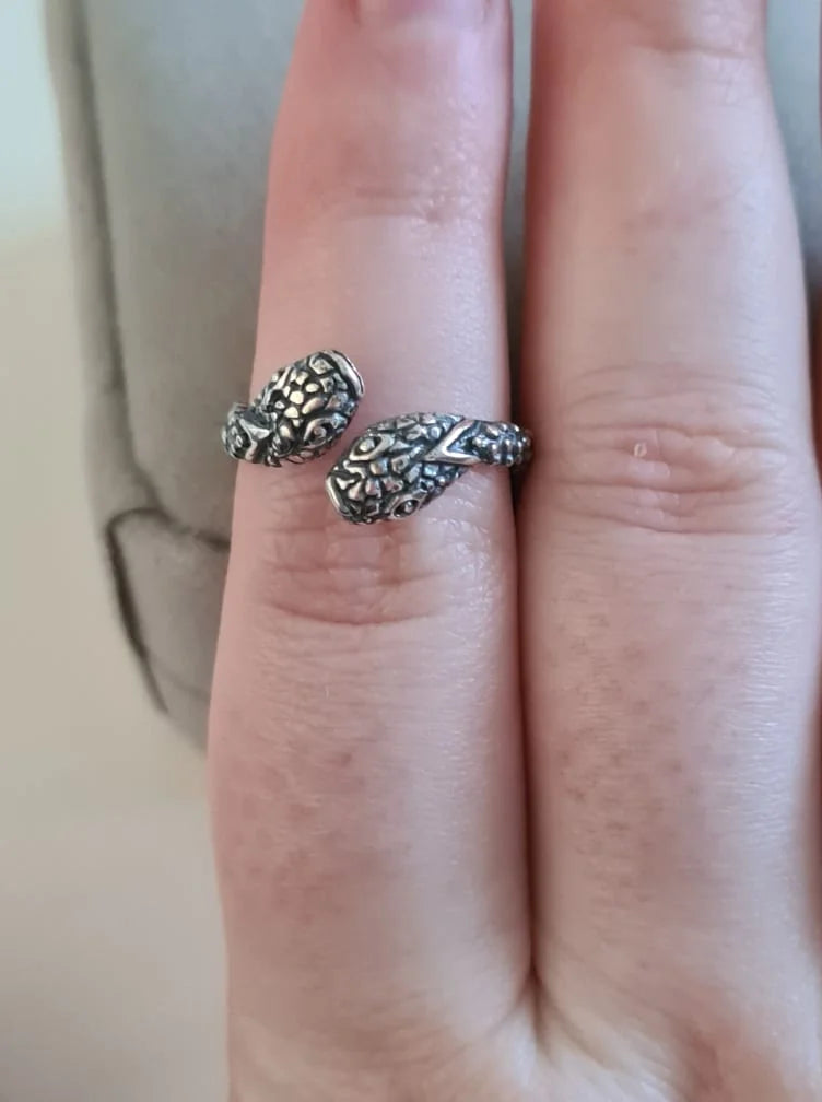 925 Sterling Silver Snake Bypass Ring SIZE N