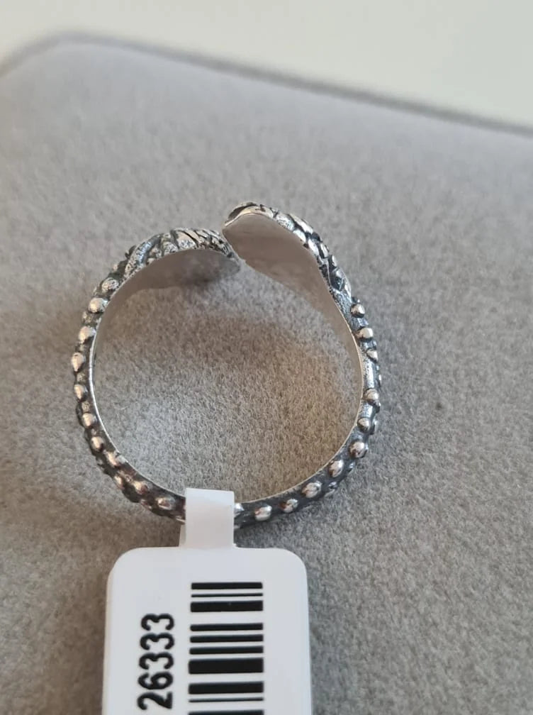 925 Sterling Silver Snake Bypass Ring SIZE N