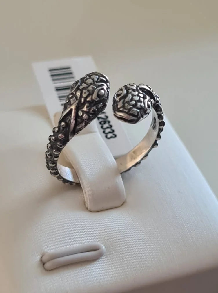 925 Sterling Silver Snake Bypass Ring SIZE N