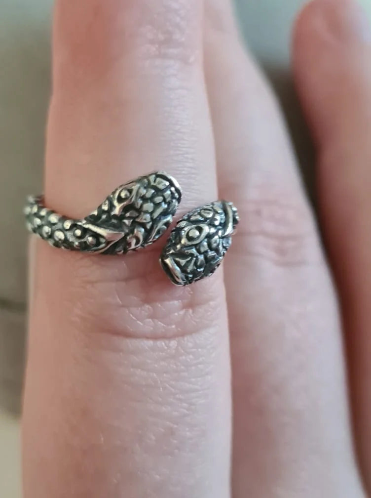 925 Sterling Silver Snake Bypass Ring SIZE N