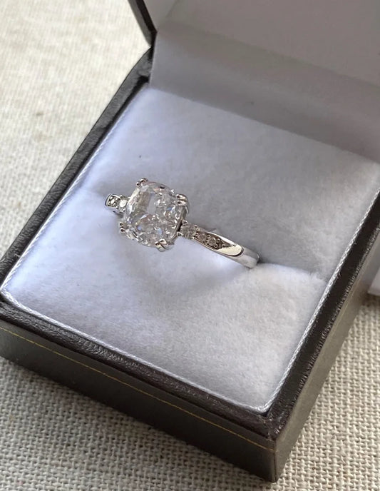 Simulated Diamond Ring 925 Sterling Silver SIZE Q