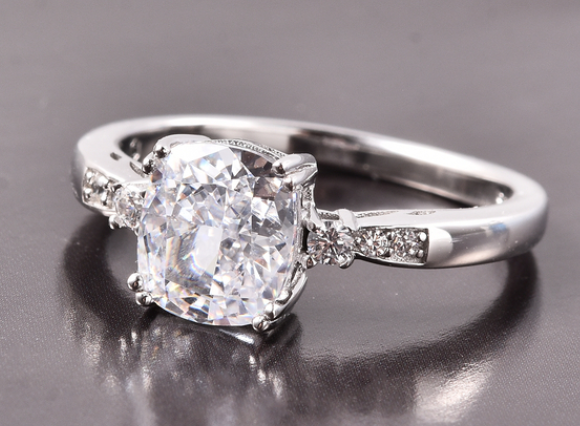 Simulated Diamond Ring 925 Sterling Silver SIZE Q