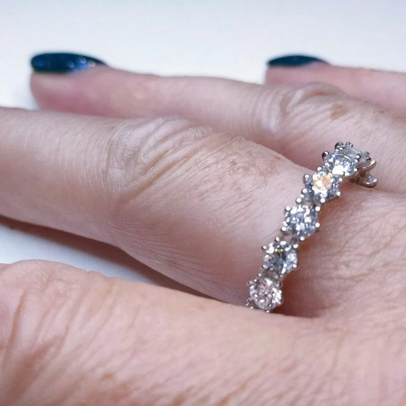 Swarovski Zirconia Eternity Ring 925 Sterling Silver SIZE U