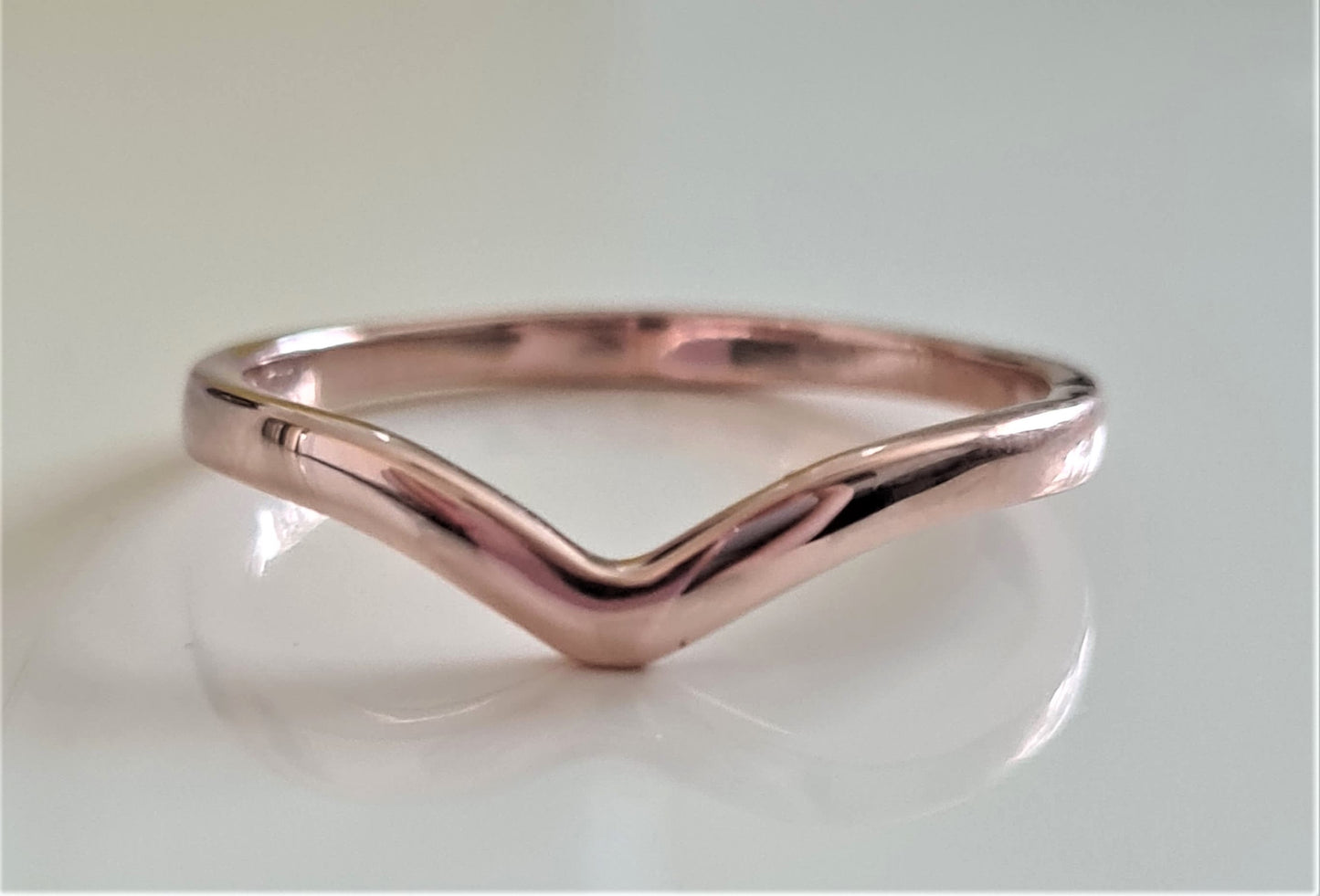 Rose Gold Overlay 925 Sterling Silver Wishbone Ring SIZE I