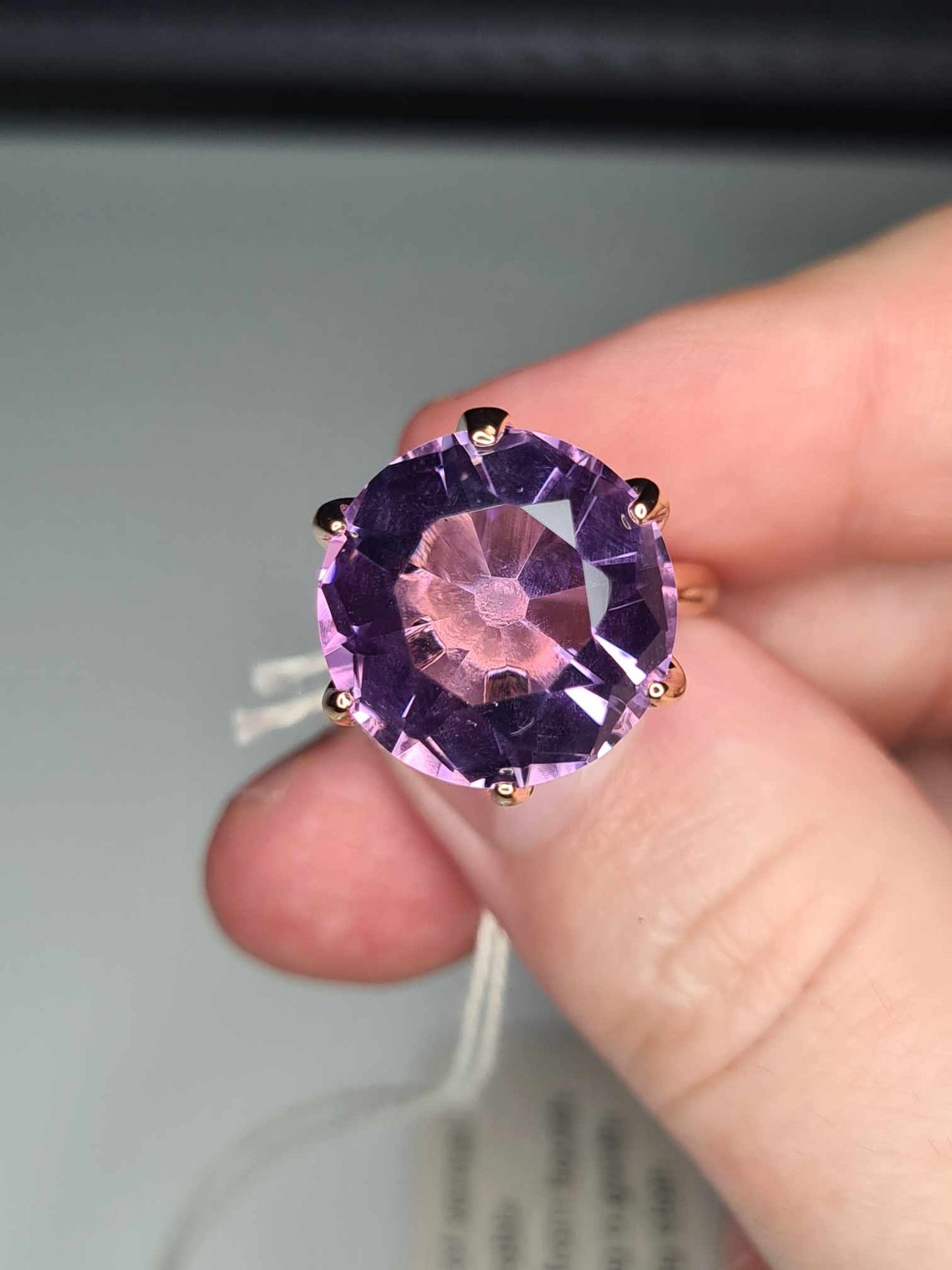 11ct Rose De France Amethyst Ring 18K Rose Gold Overlay 925 Sterling Silver SIZE K