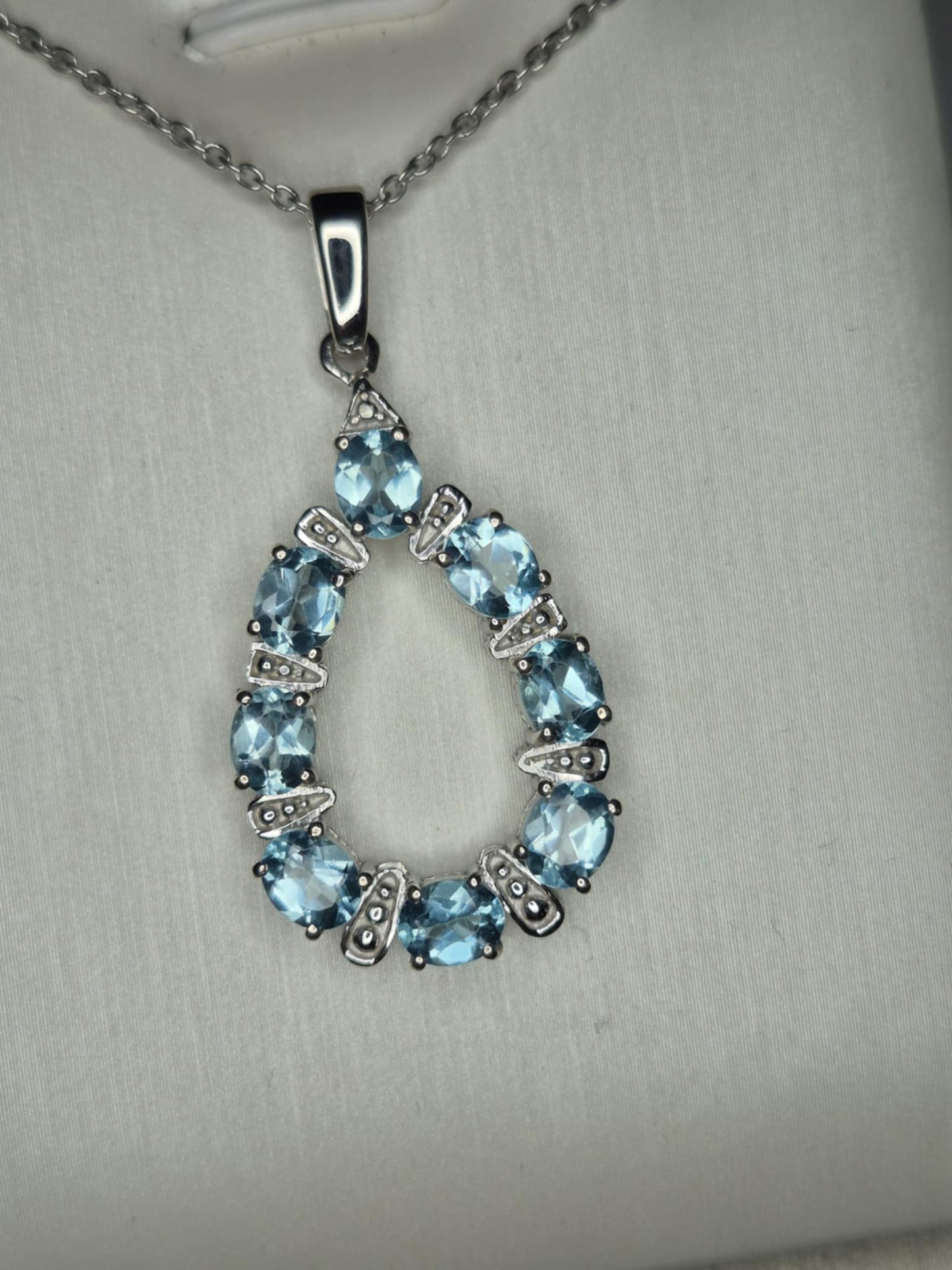 2.800ct Blue Lagoon Apatite Necklace Rhodium Overlay 925 Sterling Silver