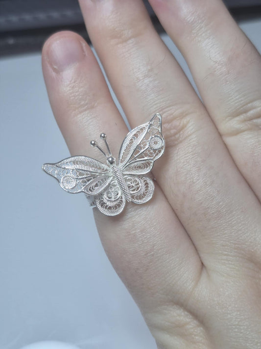 Hand Made Butterfly Ring in 925 Sterling Silver
