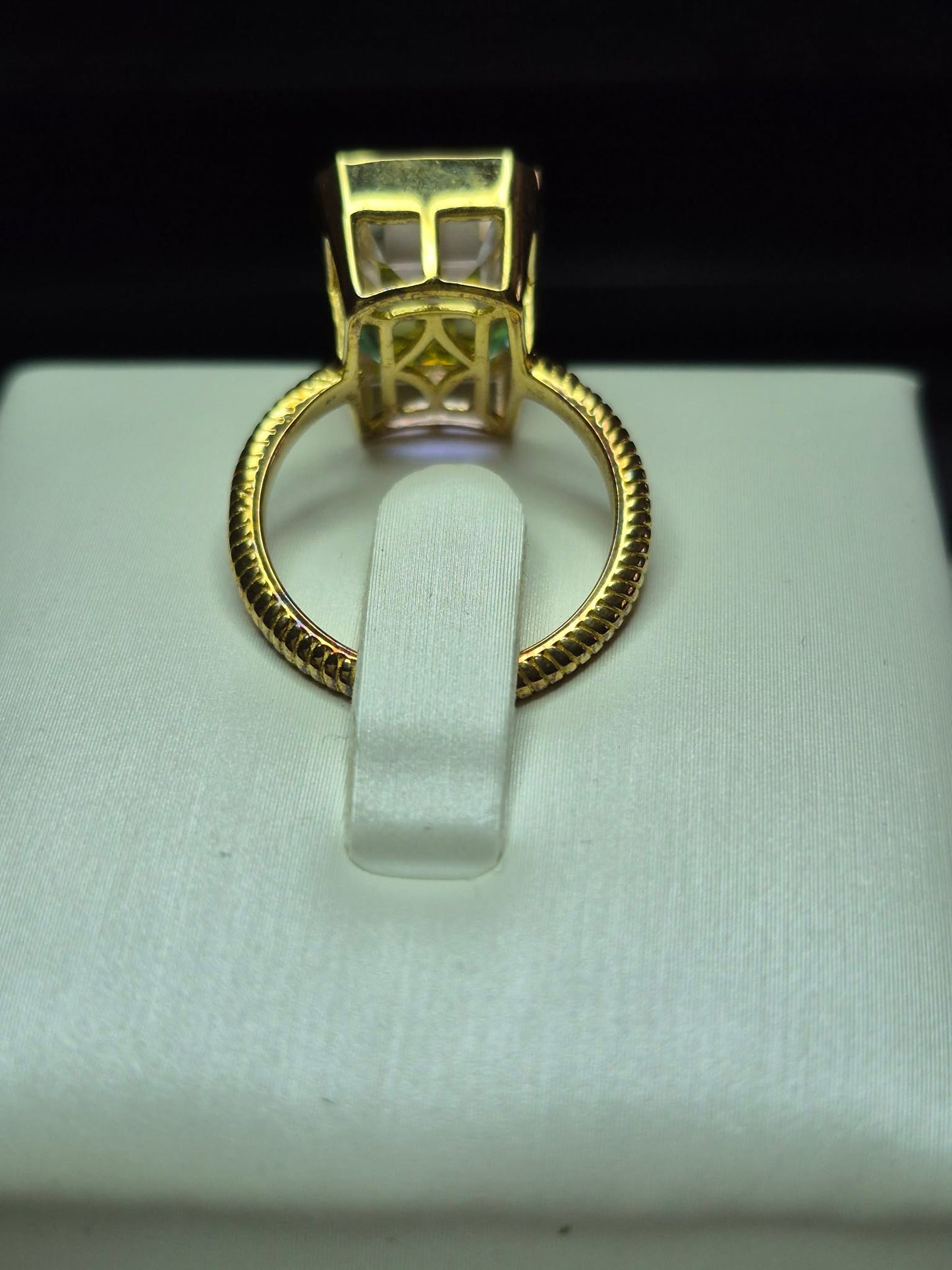 8.52ct Mercury Mystic Topaz Solitaire Ring in 18K Gold Plated 925 Sterling Silver SIZE L