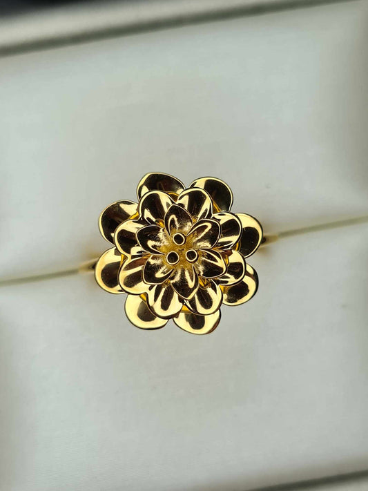 Floral 18K Yellow Gold 925 Sterling Silver Ring SIZES N,O