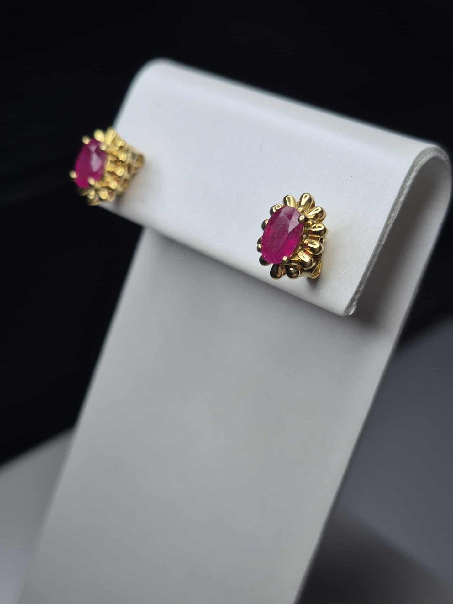1.348 Ct. African Ruby Solitaire Stud Earrings in 14K Gold Overlay 925 Sterling Silver