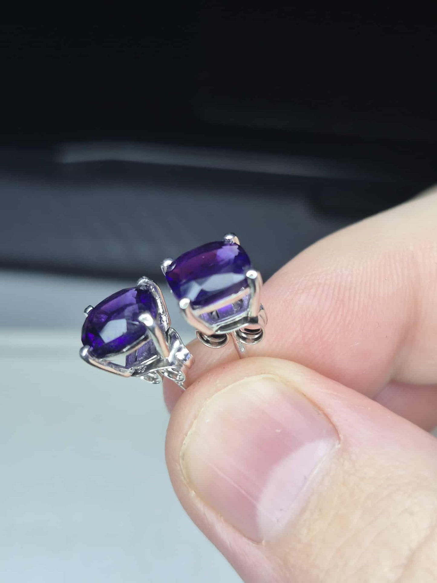 2.77ct AAA African Amethyst Stud Earrings in Platinum Overlay 925 Sterling Silver