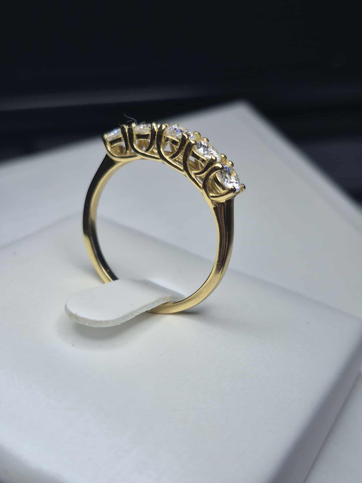 1ct Moissanite 5 Stone Ring in 18K Gold 925 Sterling Silver SIZE Q