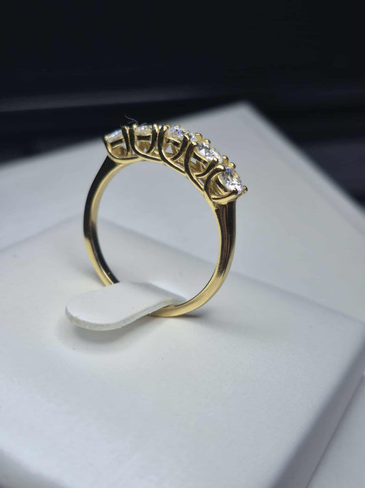 1ct Moissanite 5 Stone Ring in 18K Gold 925 Sterling Silver SIZE Q
