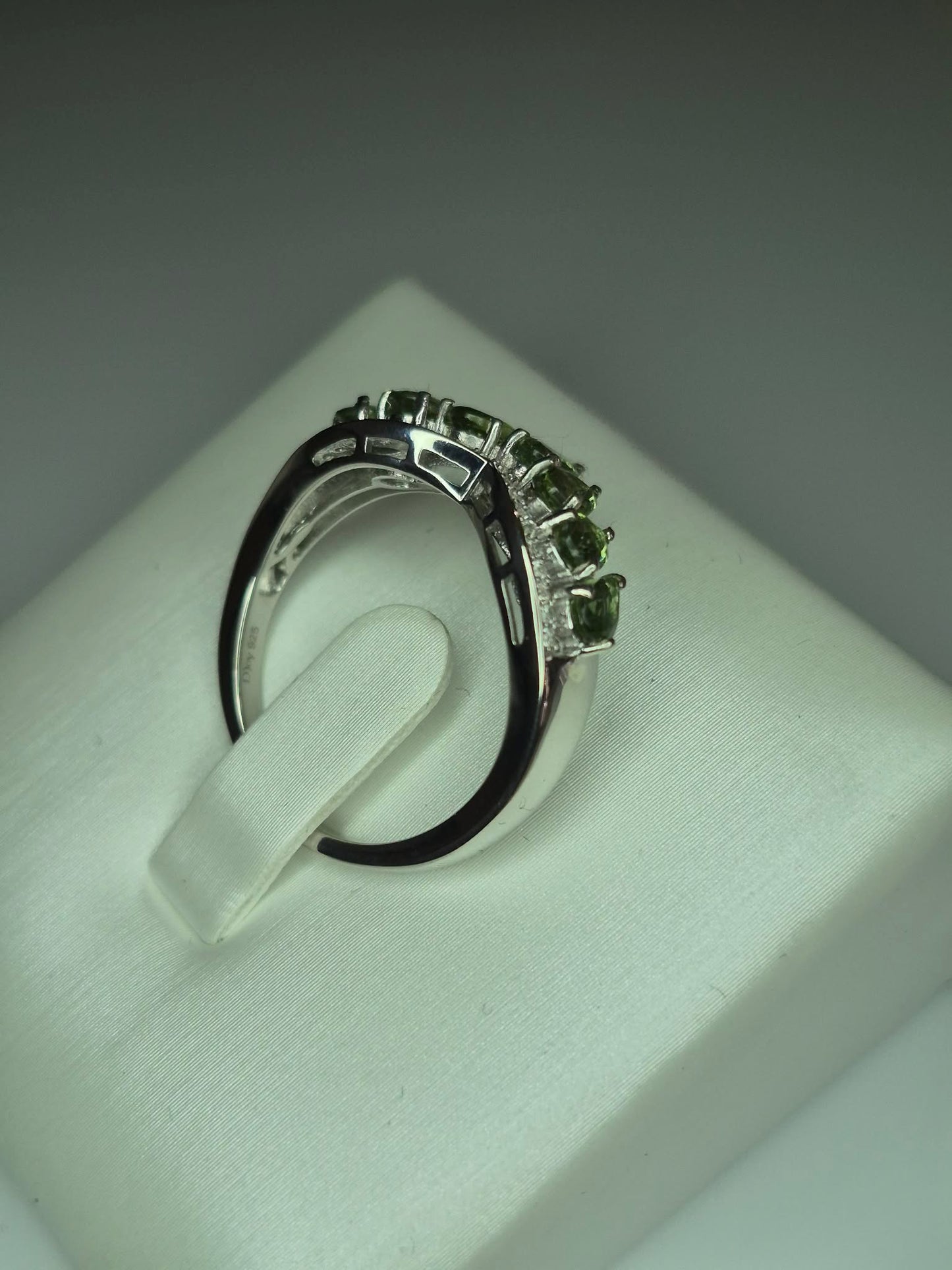 1.85ct Green Apatite WishBone Ring in Platinum Overlay925 Sterling Silver SIZE S