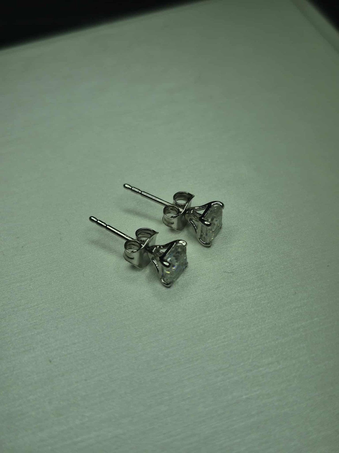 1.38ct Asscher Cut Moissanite Solitaire Stud Earrings in Rhodium Overlay 925 Sterling Silver