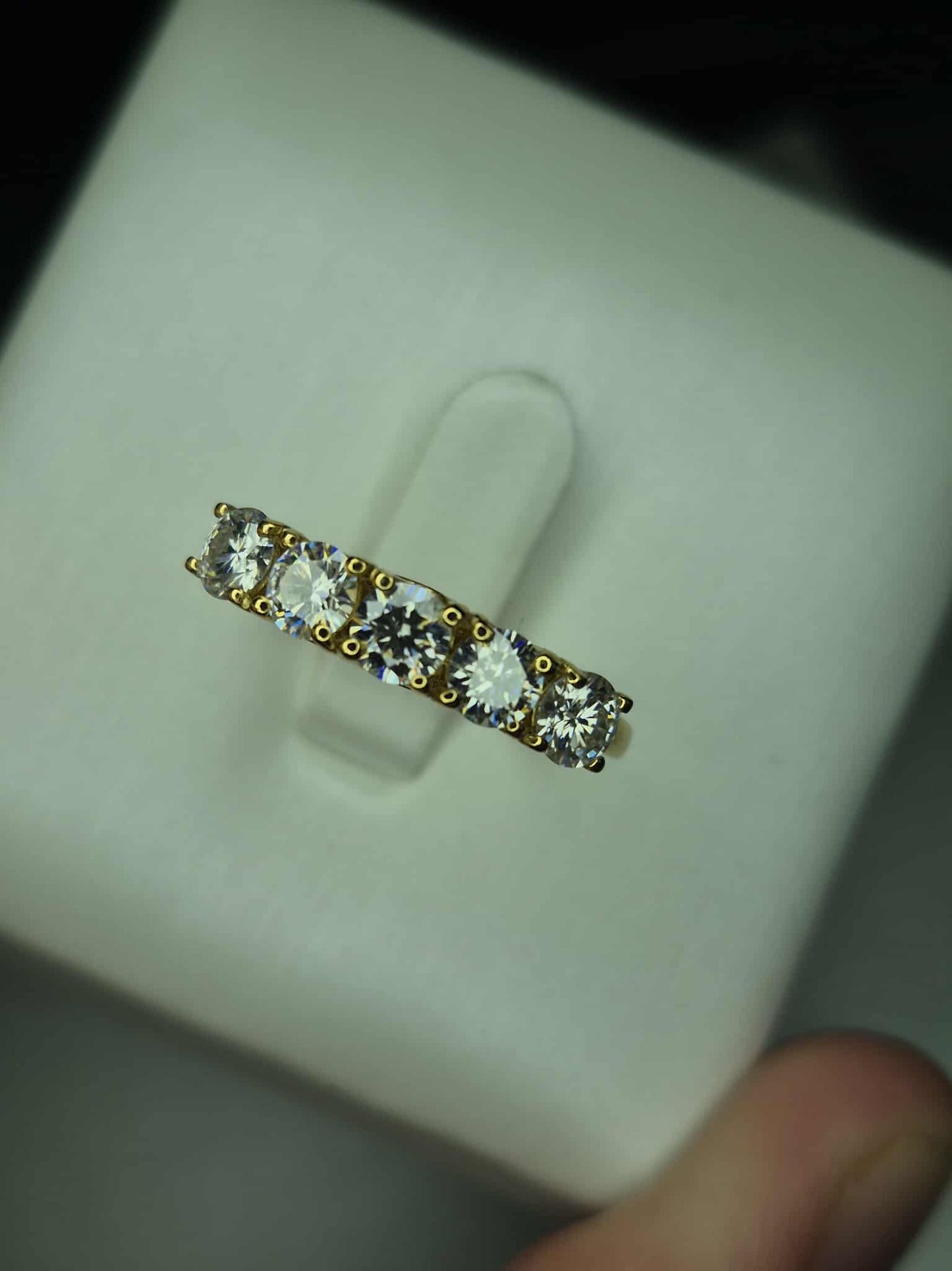 1ct Moissanite 5 Stone Ring in 18K Gold 925 Sterling Silver SIZE Q