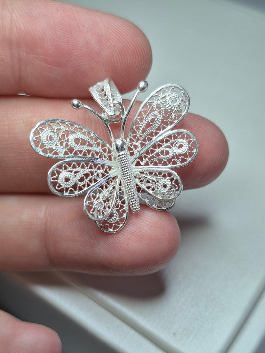 Hand Made Butterfly Pendant 925 Sterling Silver