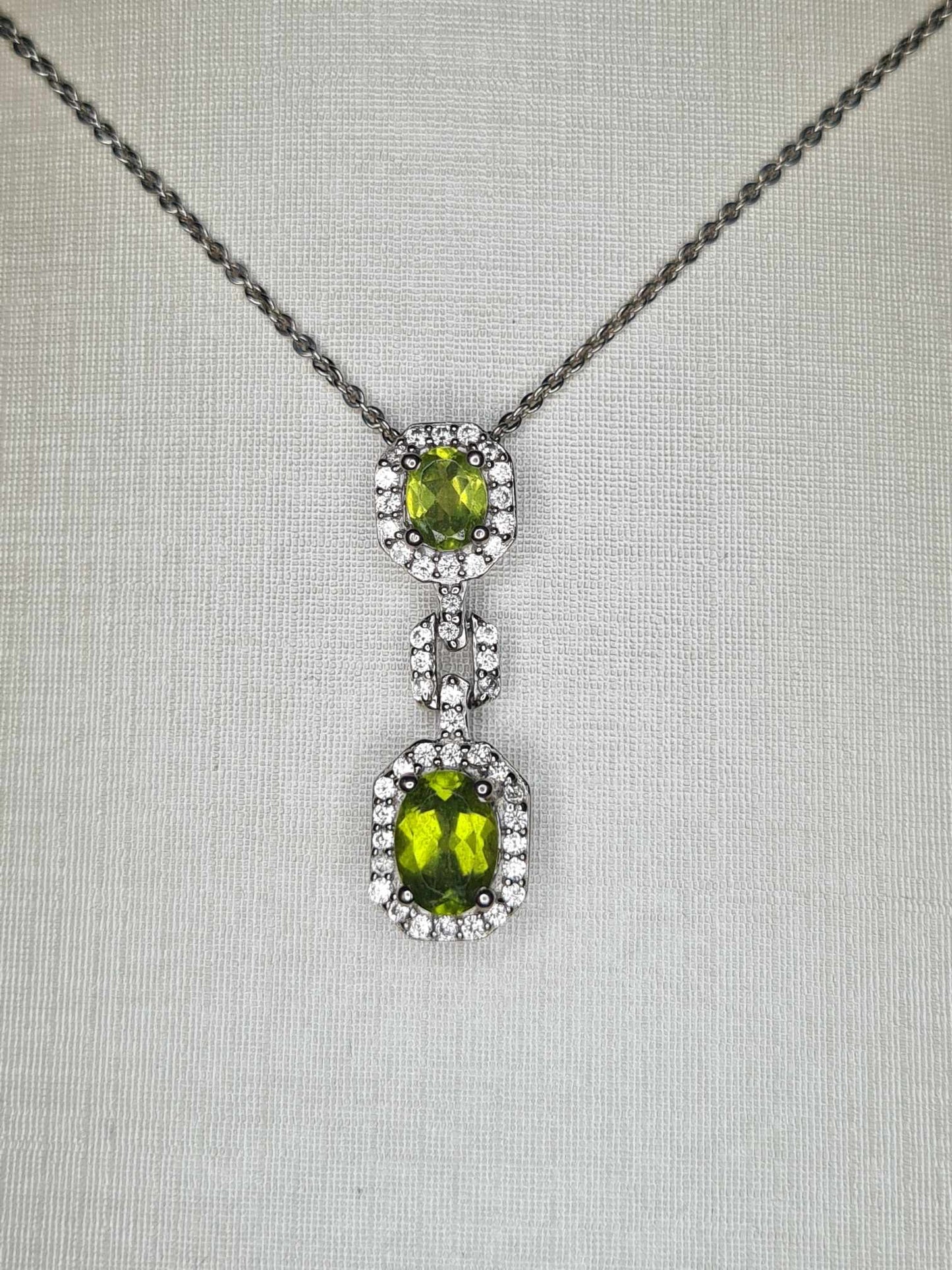 1.74 Ct. Vesuvianite and Natural Zircon Necklace 925 Sterling Silver