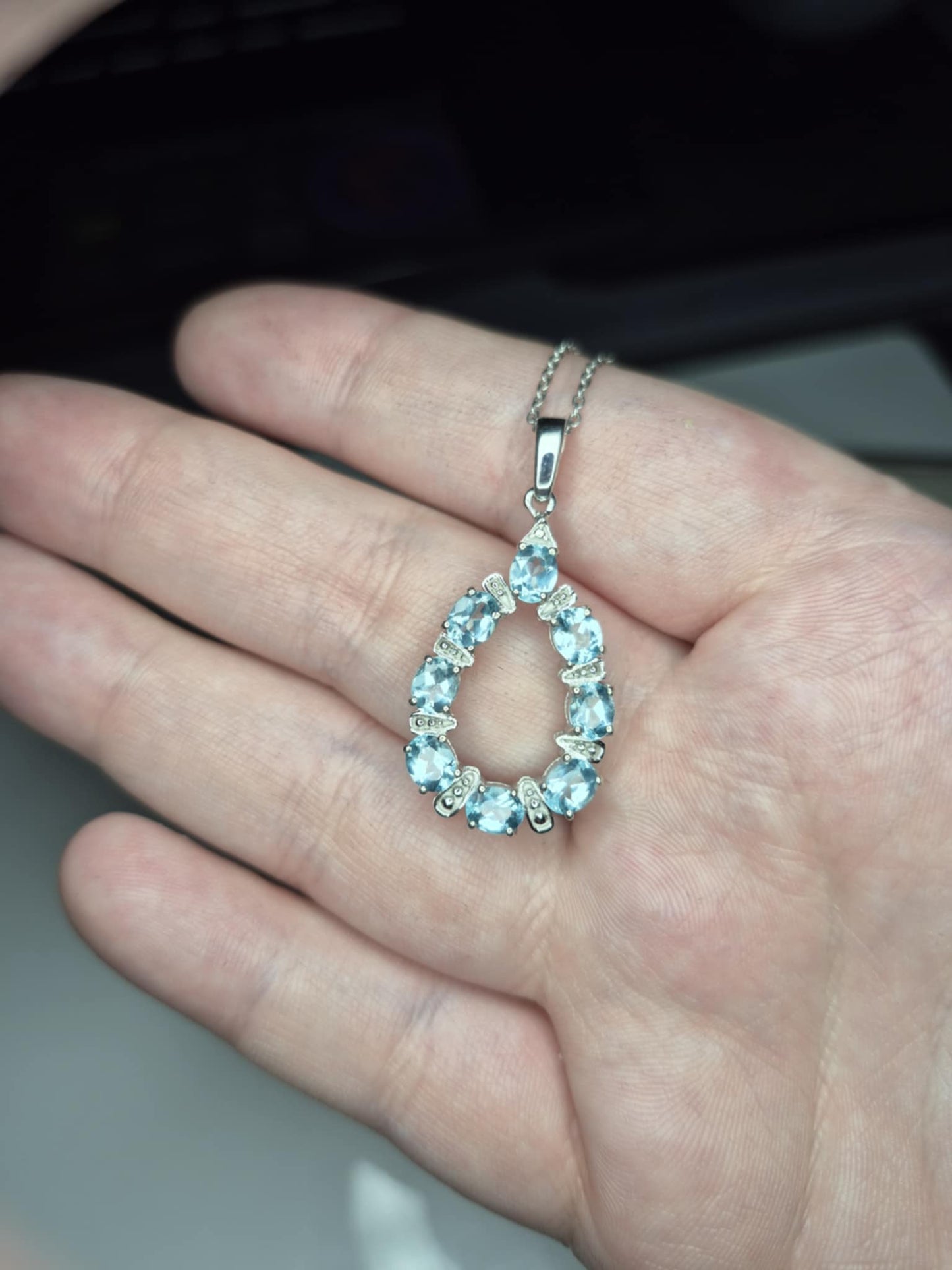 2.800ct Blue Lagoon Apatite Necklace Rhodium Overlay 925 Sterling Silver