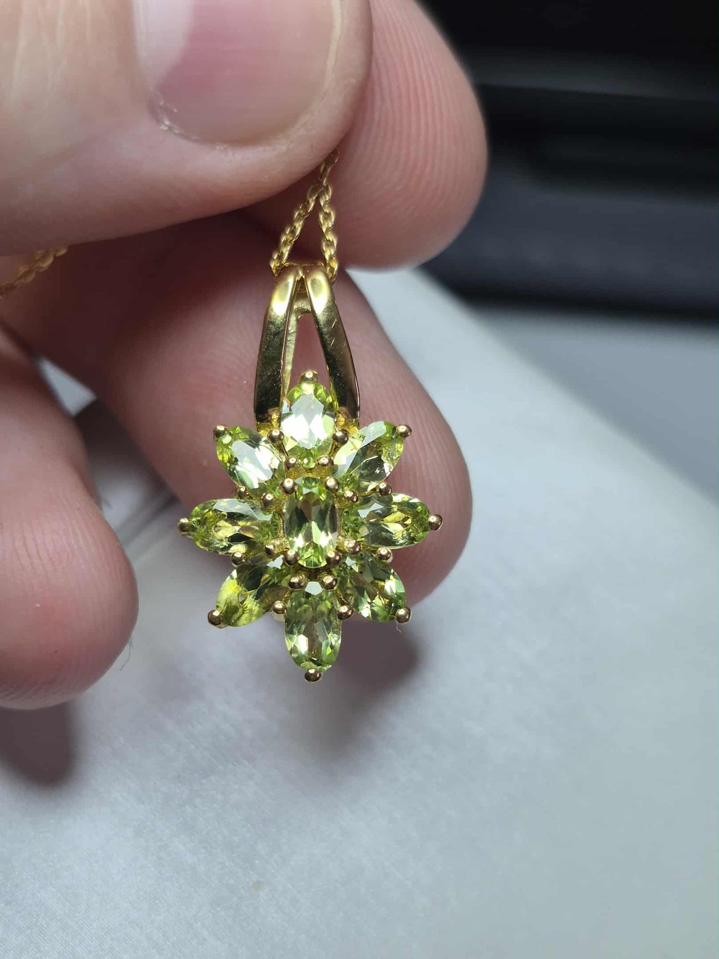 2.07ct Natural Hebei Peridot Necklace 18K Gold Overlay 925 Sterling Silver