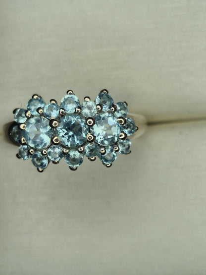 Blue Lagoon Apatite Boat Ring in Rhodium Overlay 925 Sterling Silver SIZE M