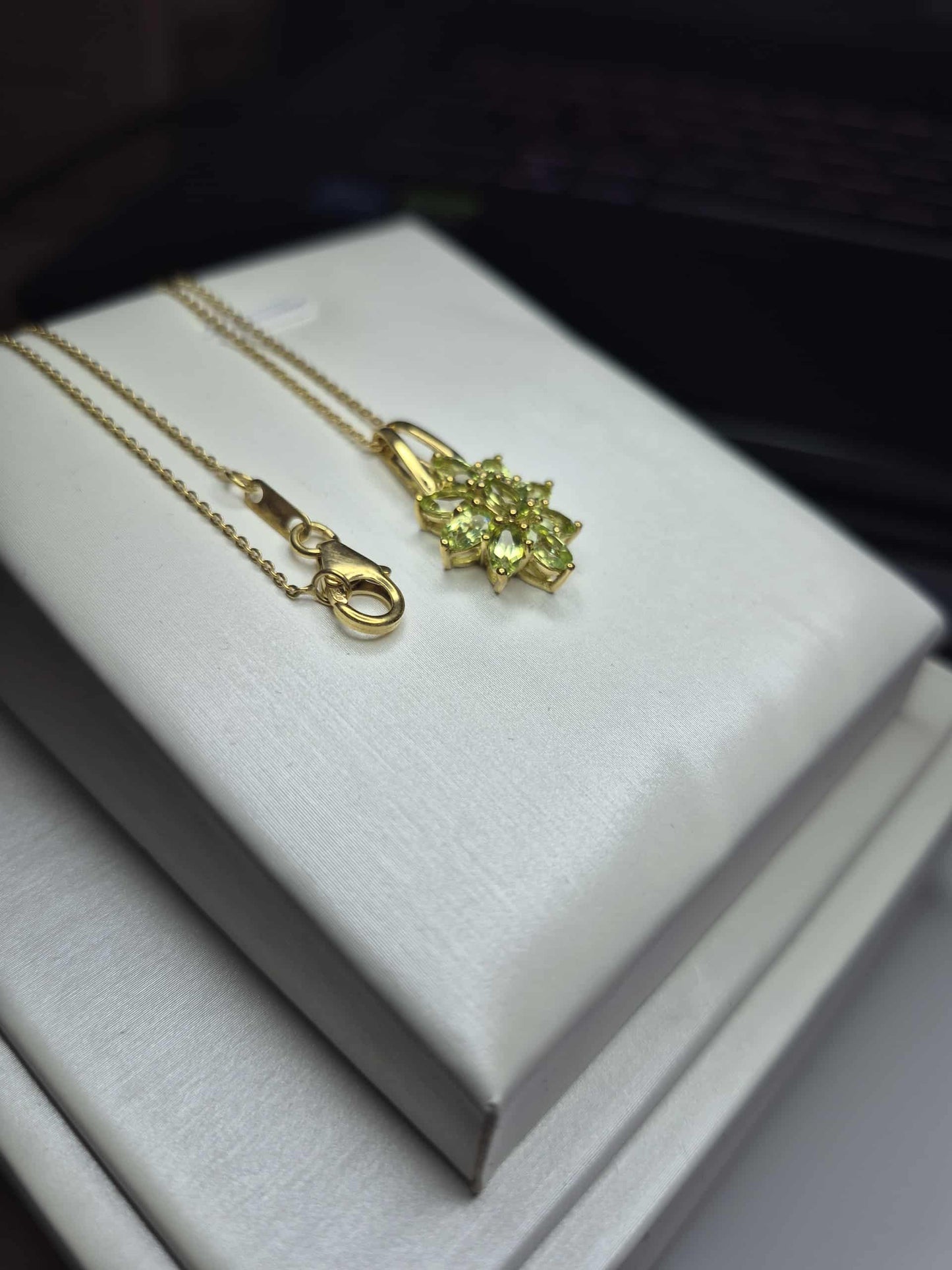 2.07ct Natural Hebei Peridot Necklace 18K Gold Overlay 925 Sterling Silver