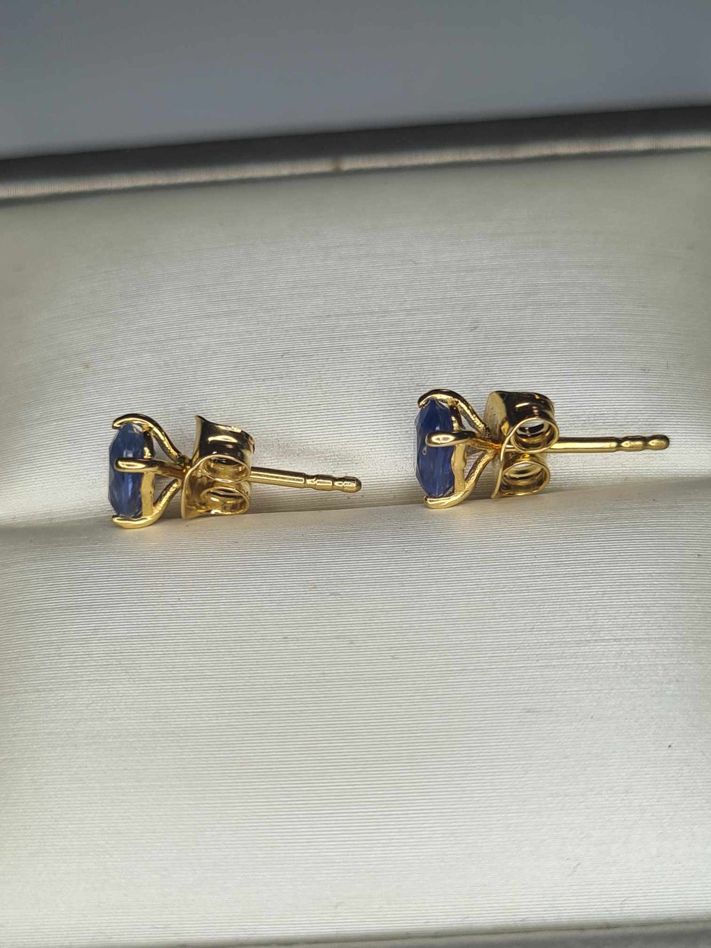 1.28ct Natural Himalayan Kyanite Solitaire Stud Earrings in 18K Gold Overlay 925 Sterling Silver