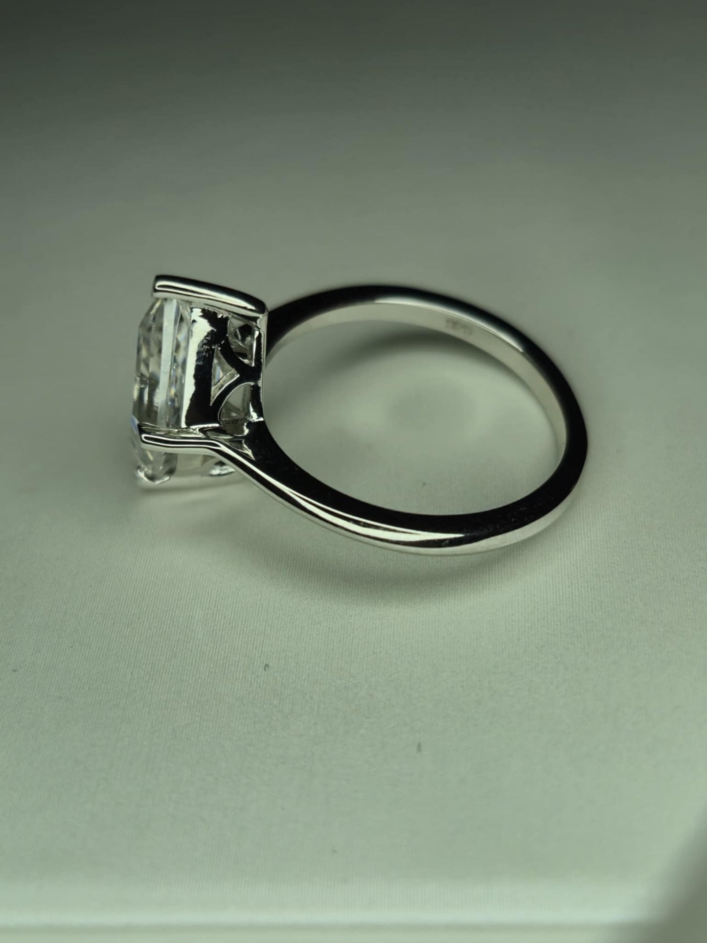 2.40ct Moissanite Solitaire Ring in Rhodium Overlay 925 Sterling Silver SIZE O
