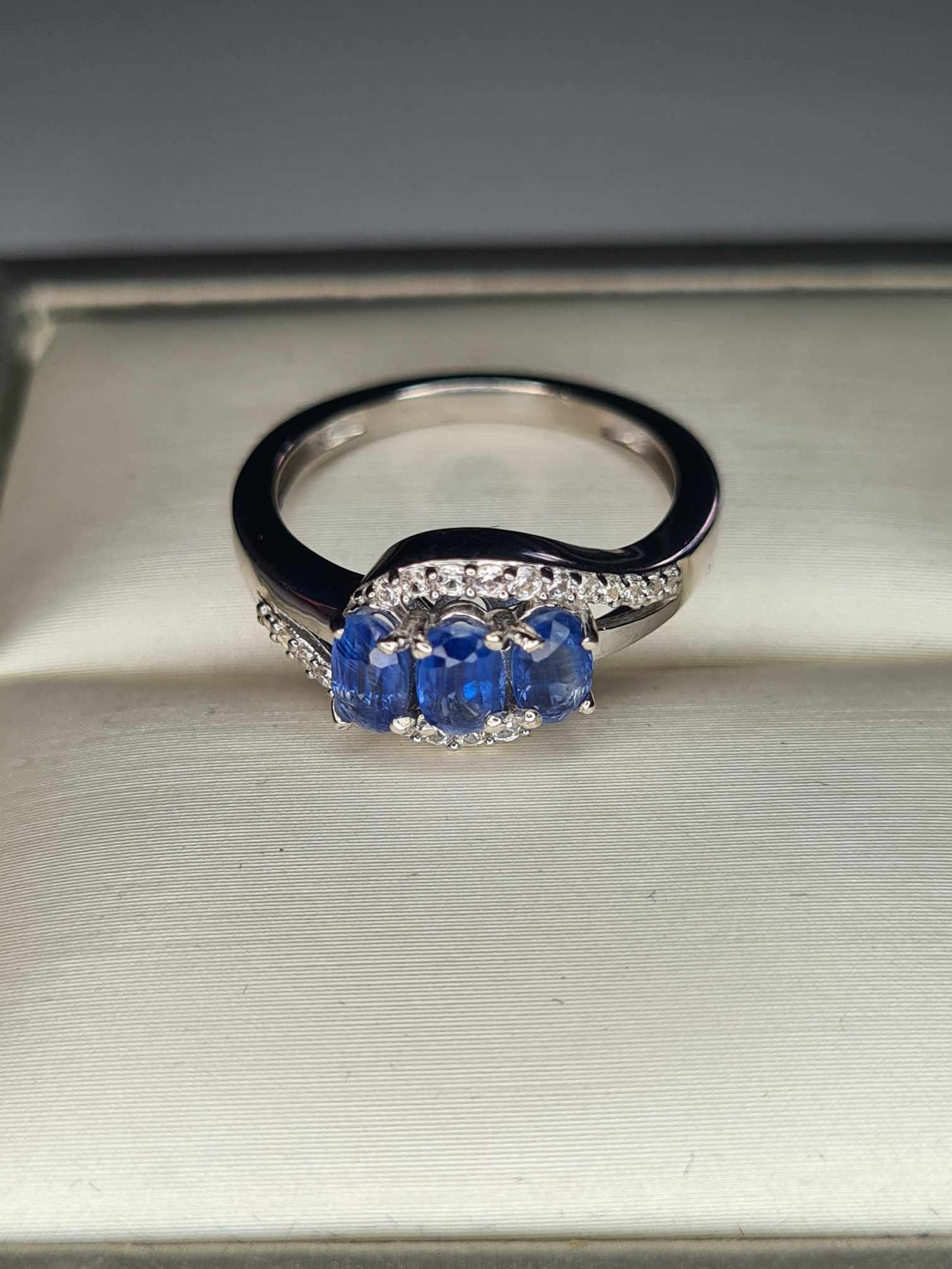 1.20 Ct. Natural Himalayan Kyanite & Natural Zircon Bypass Ring 925 sterling silver SIZE K