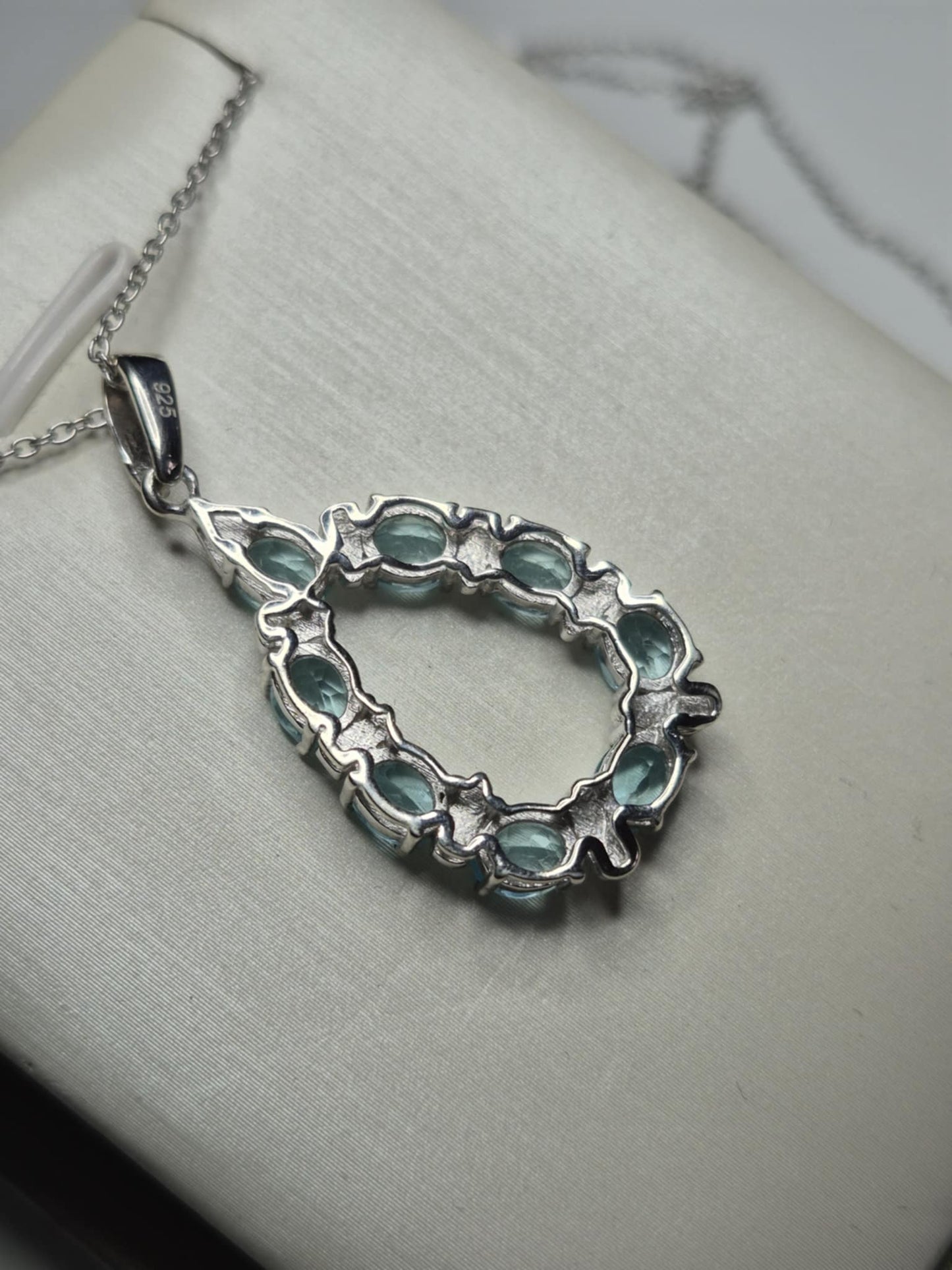 2.800ct Blue Lagoon Apatite Necklace Rhodium Overlay 925 Sterling Silver