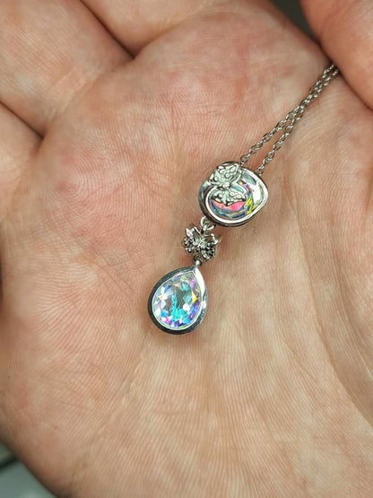 3.50Ct Mercury Mystic Topaz Butterfly Drop Necklace in 925 sterling silver