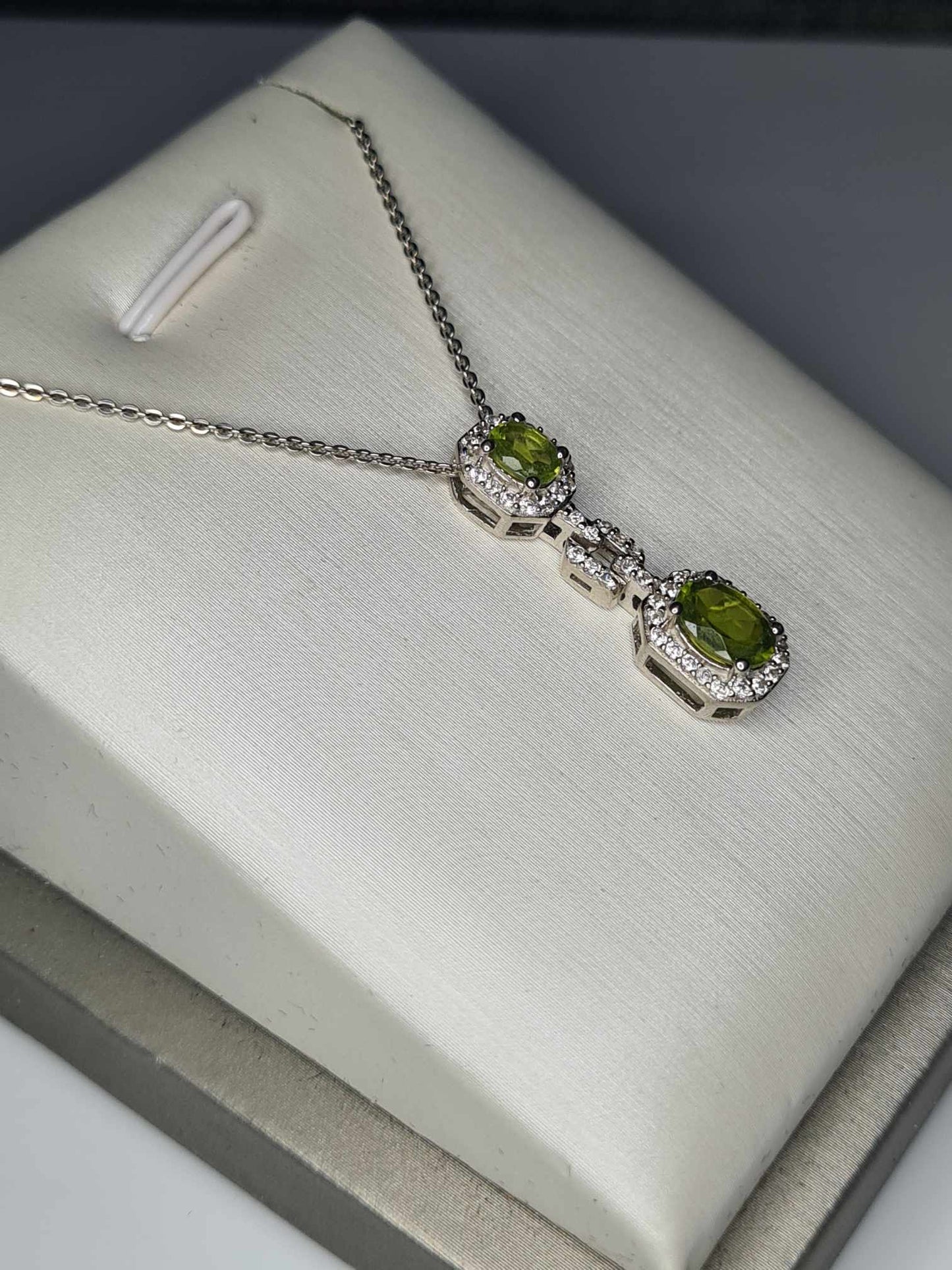 1.74 Ct. Vesuvianite and Natural Zircon Necklace 925 Sterling Silver