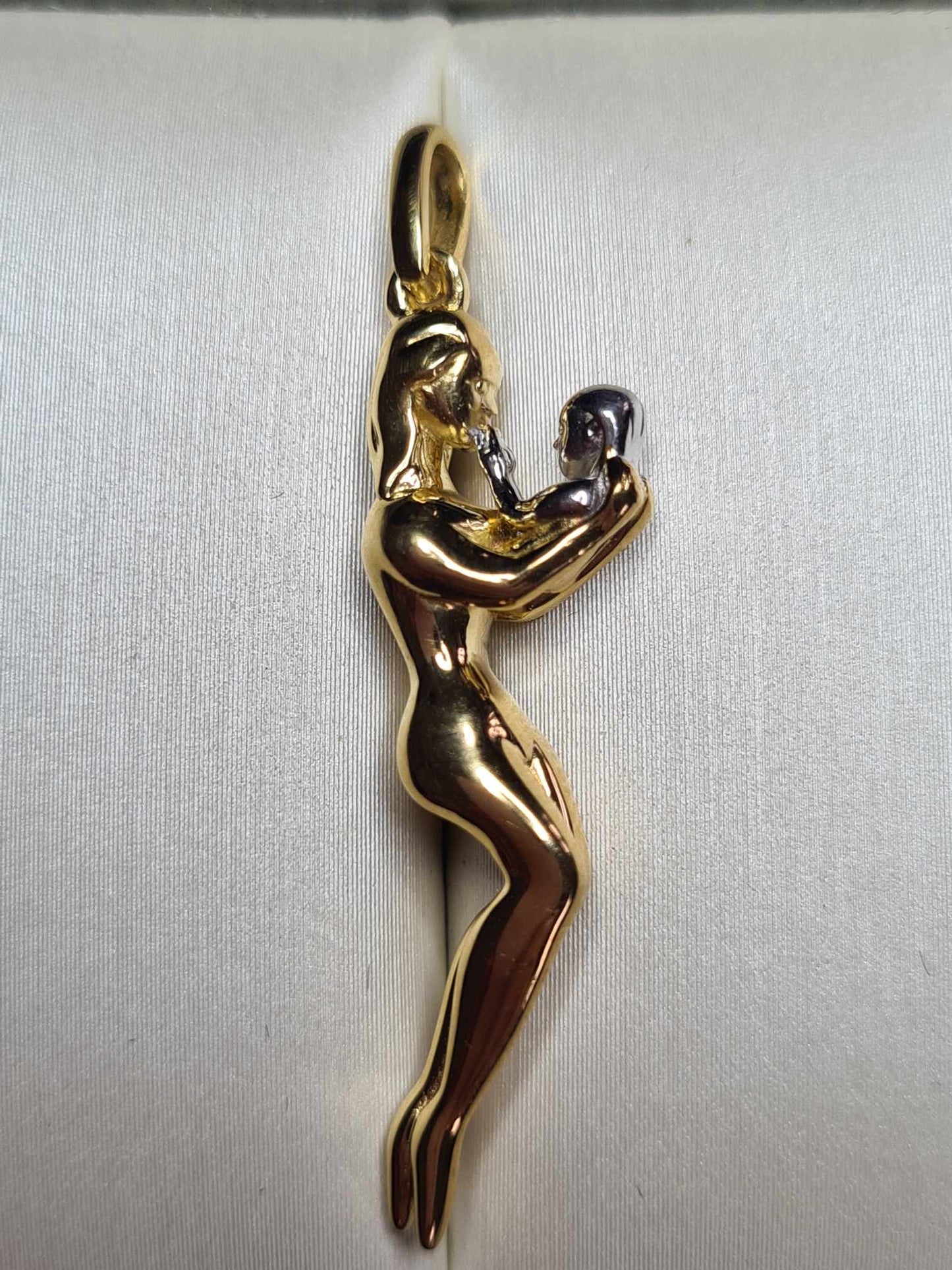 Mother & Child Pendant 18K Gold Overlay 925 Sterling Silver