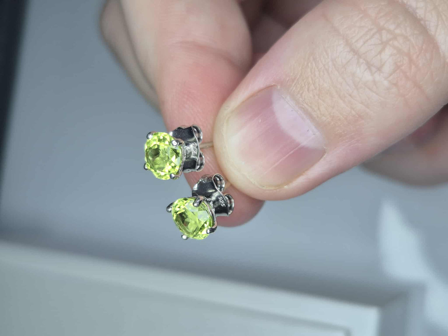 1.90ct Natural Hebei Peridot Studs Earrings in Platinum Overlay 925 Sterling Silver