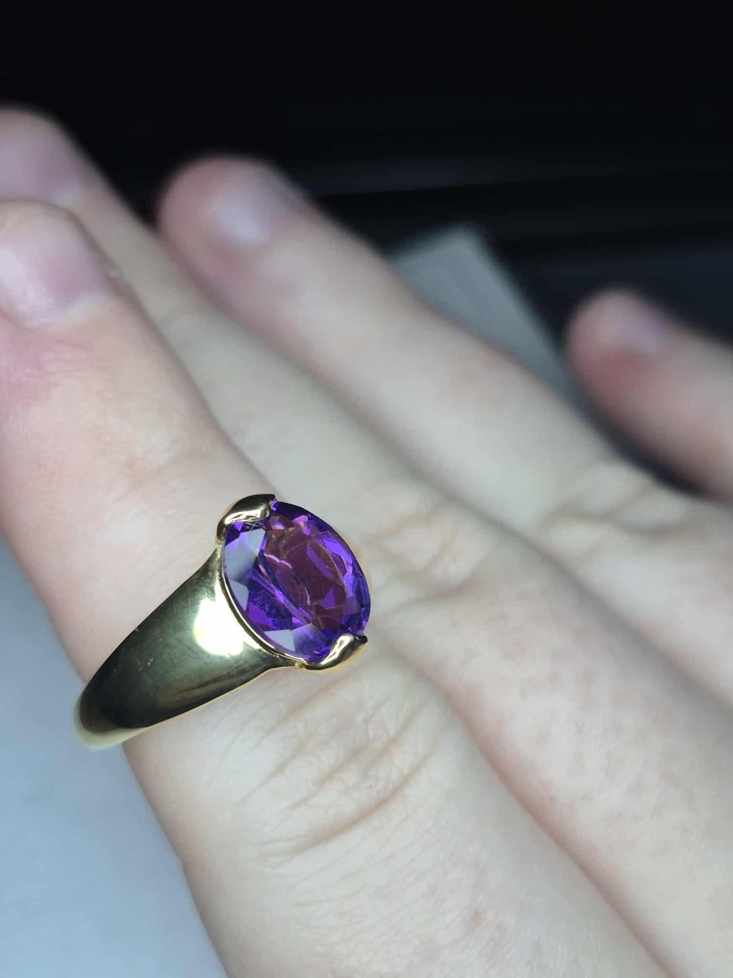 2.510ct AAA African Amethyst Solitaire Ring in 14K Gold 925 Sterling Silver SIZE M