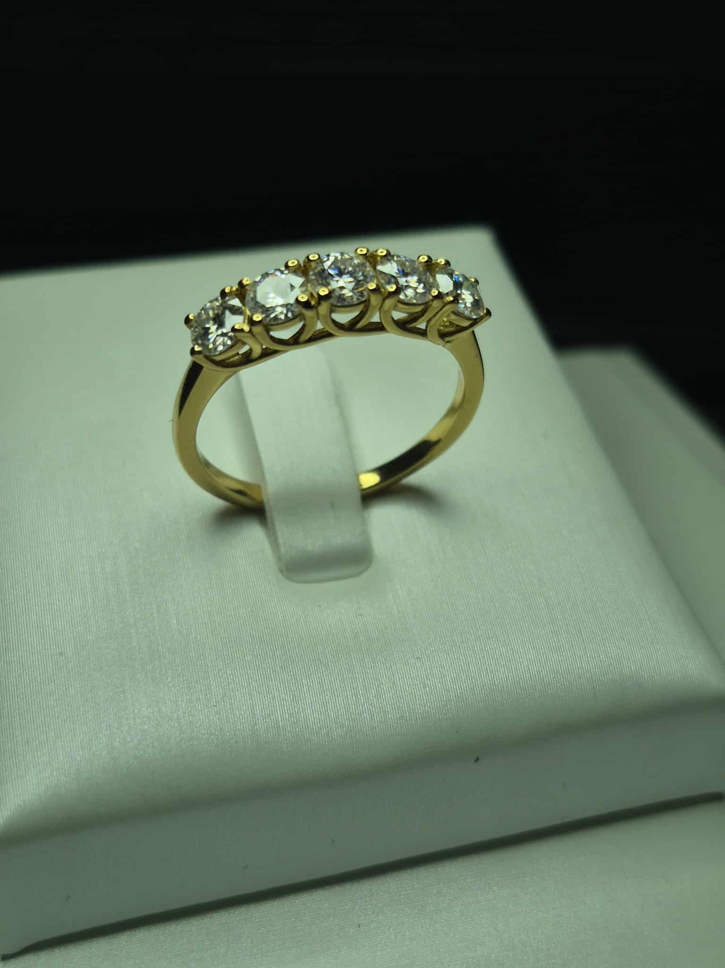 1ct Moissanite 5 Stone Ring in 18K Gold 925 Sterling Silver SIZE Q