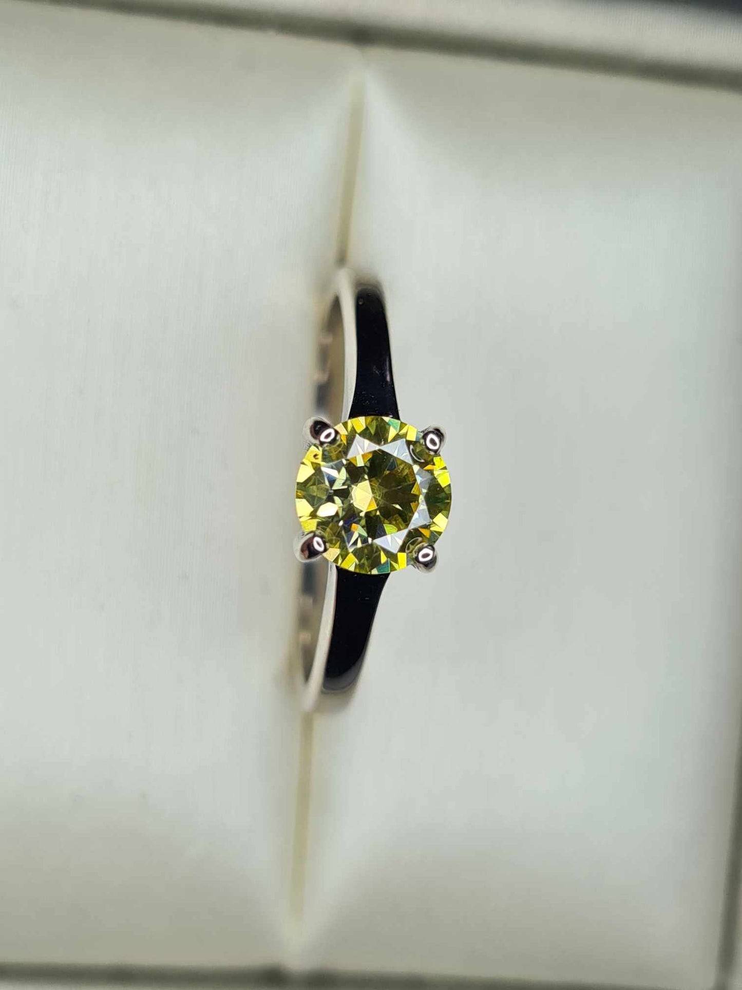 1ct Cannery Yellow Moissanite Solitaire Ring 925 Sterling Silver SIZES M,Q,S