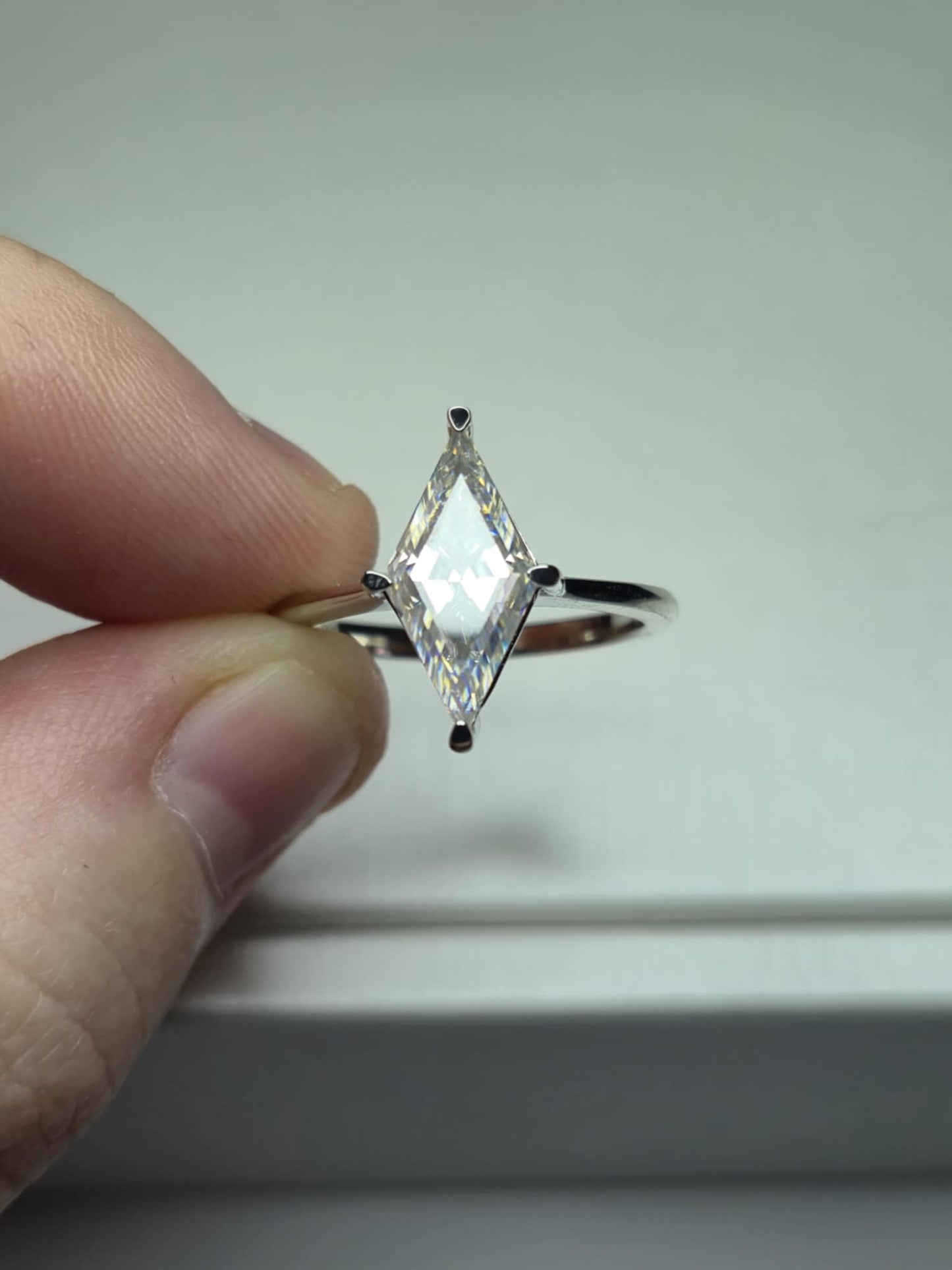 2.40ct Moissanite Solitaire Ring in Rhodium Overlay 925 Sterling Silver SIZE O