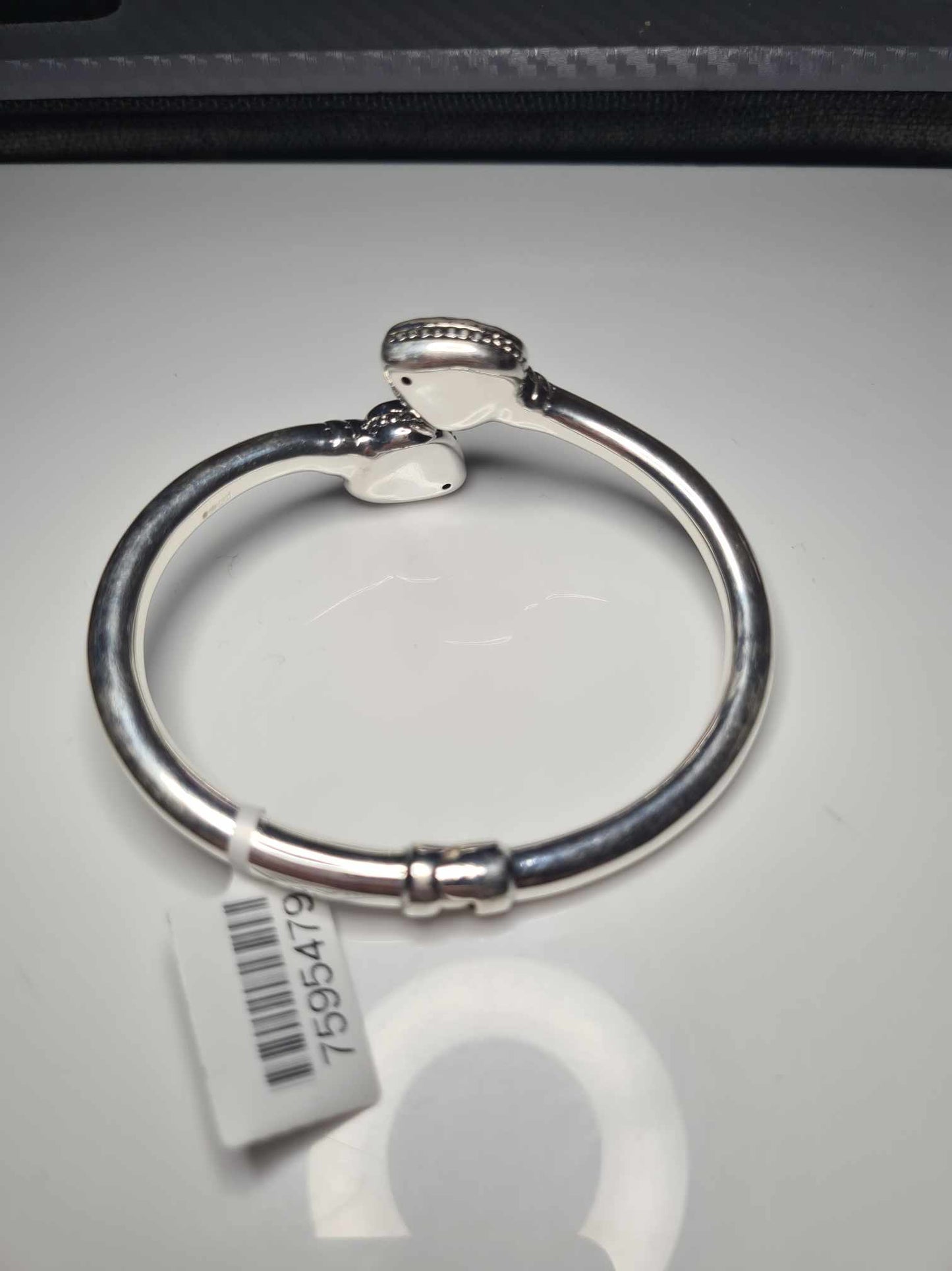 925 Sterling Silver Heart Bangle 7.5inches