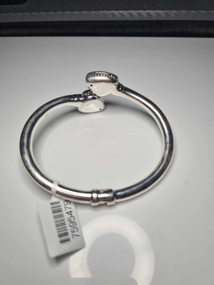 925 Sterling Silver Heart Bangle 7.5inches