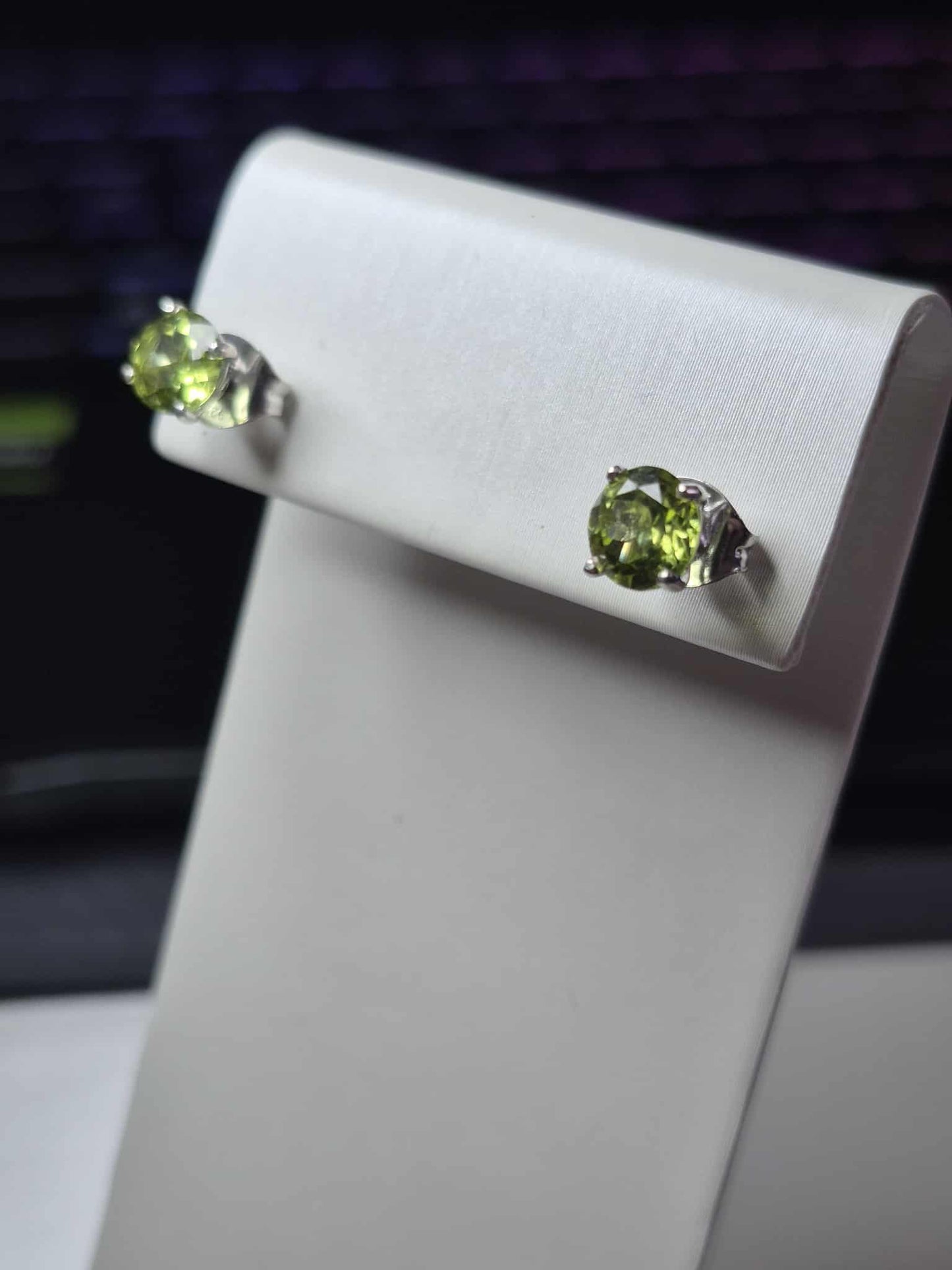 1.90ct Natural Hebei Peridot Studs Earrings in Platinum Overlay 925 Sterling Silver