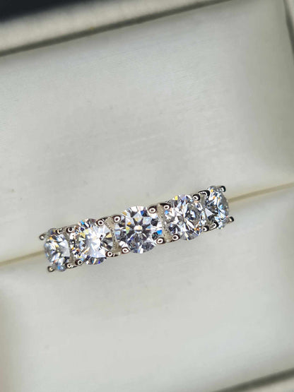 1.74 Ct Moissanite 5 Stone Ring in Platinum Overlay 925 Sterling Silver SIZE M