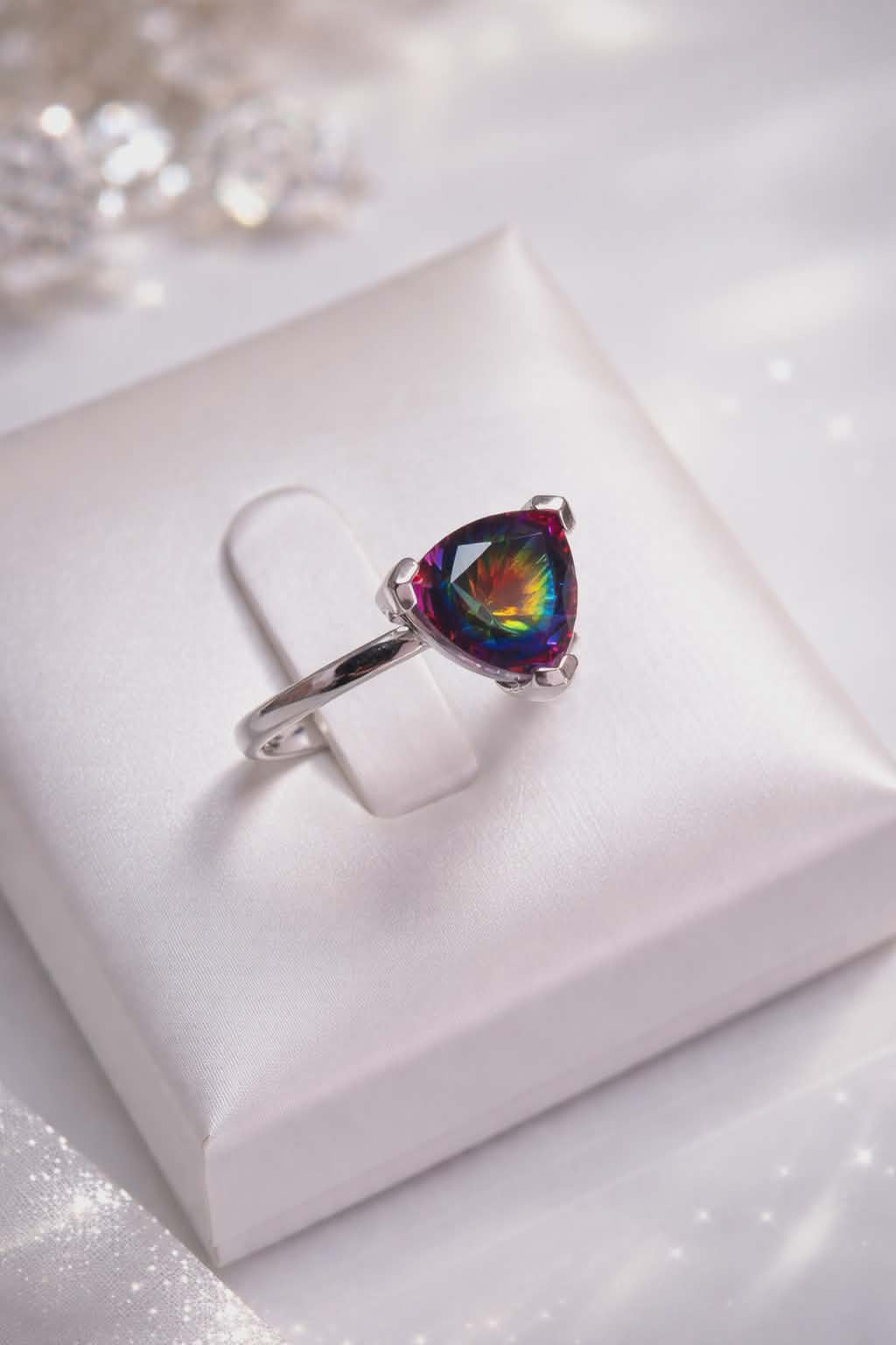 2.96ct Nebula Quartz Doublet Solitaire Ring 925 Sterling Silver SIZE L