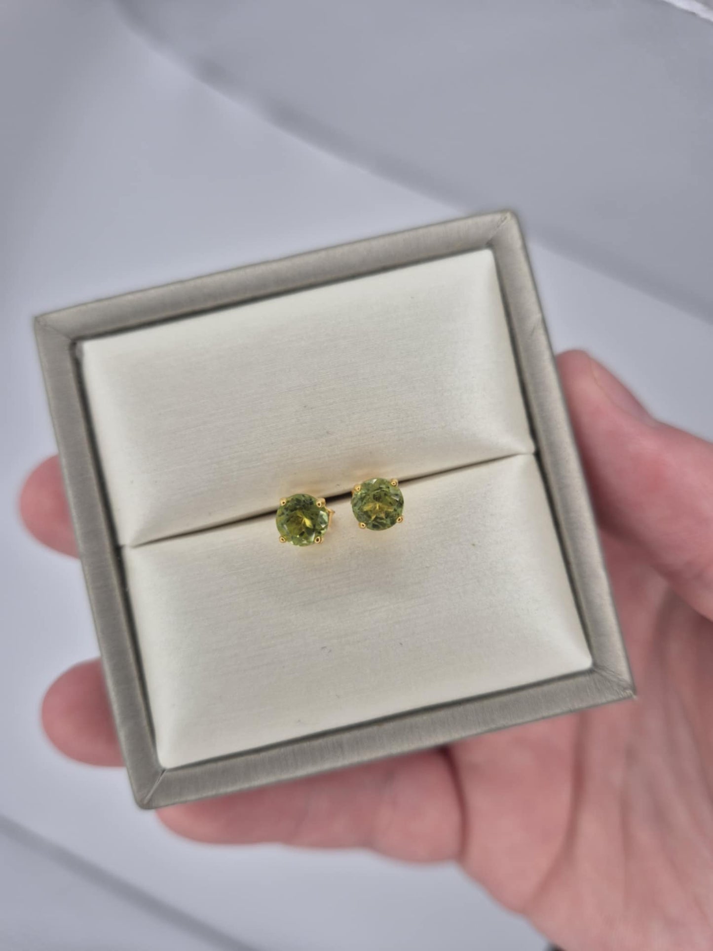 1.60ct Peridot Solitaire Stud Earrings in Yellow Gold Overlay 925 Sterling Silver