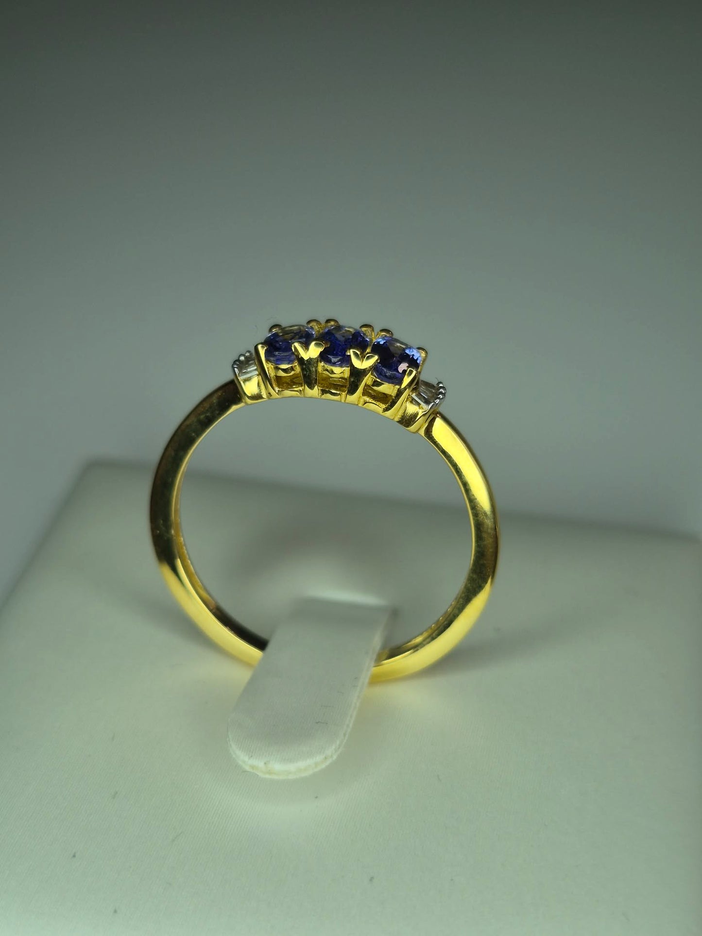 Tanzanite & Natural Diamond Ring in 9K Gold overlay 925 sterling silver N,R,S