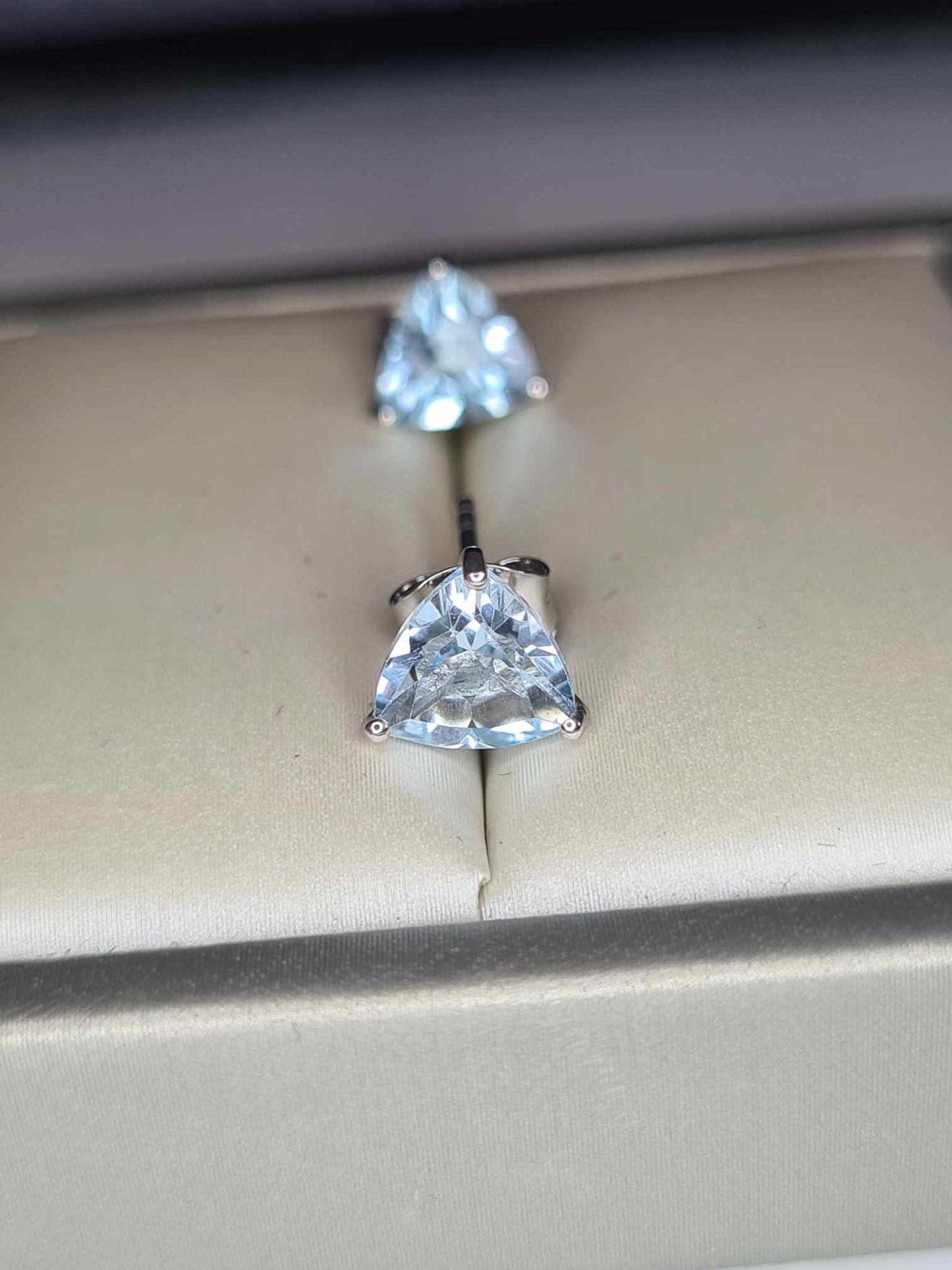 2.60ct Sky blue Topaz Solitaire Earrings in Platinum Overlay 925 Sterling Silver