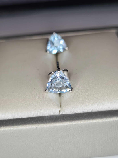 2.60ct Sky blue Topaz Solitaire Earrings in Platinum Overlay 925 Sterling Silver