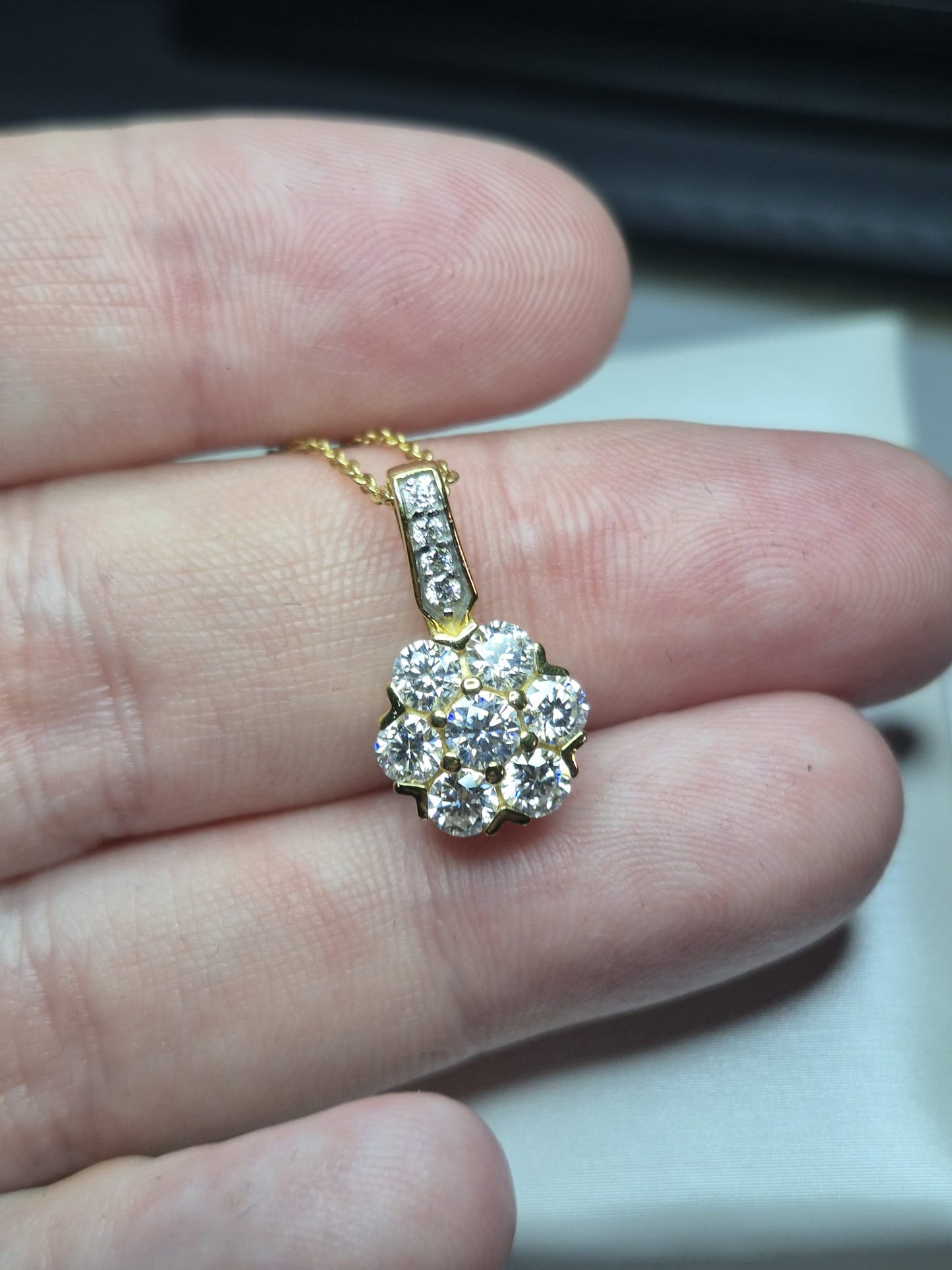 1.22ct Moissanite Floral Necklace 925 Sterling Silver with a gold overlay