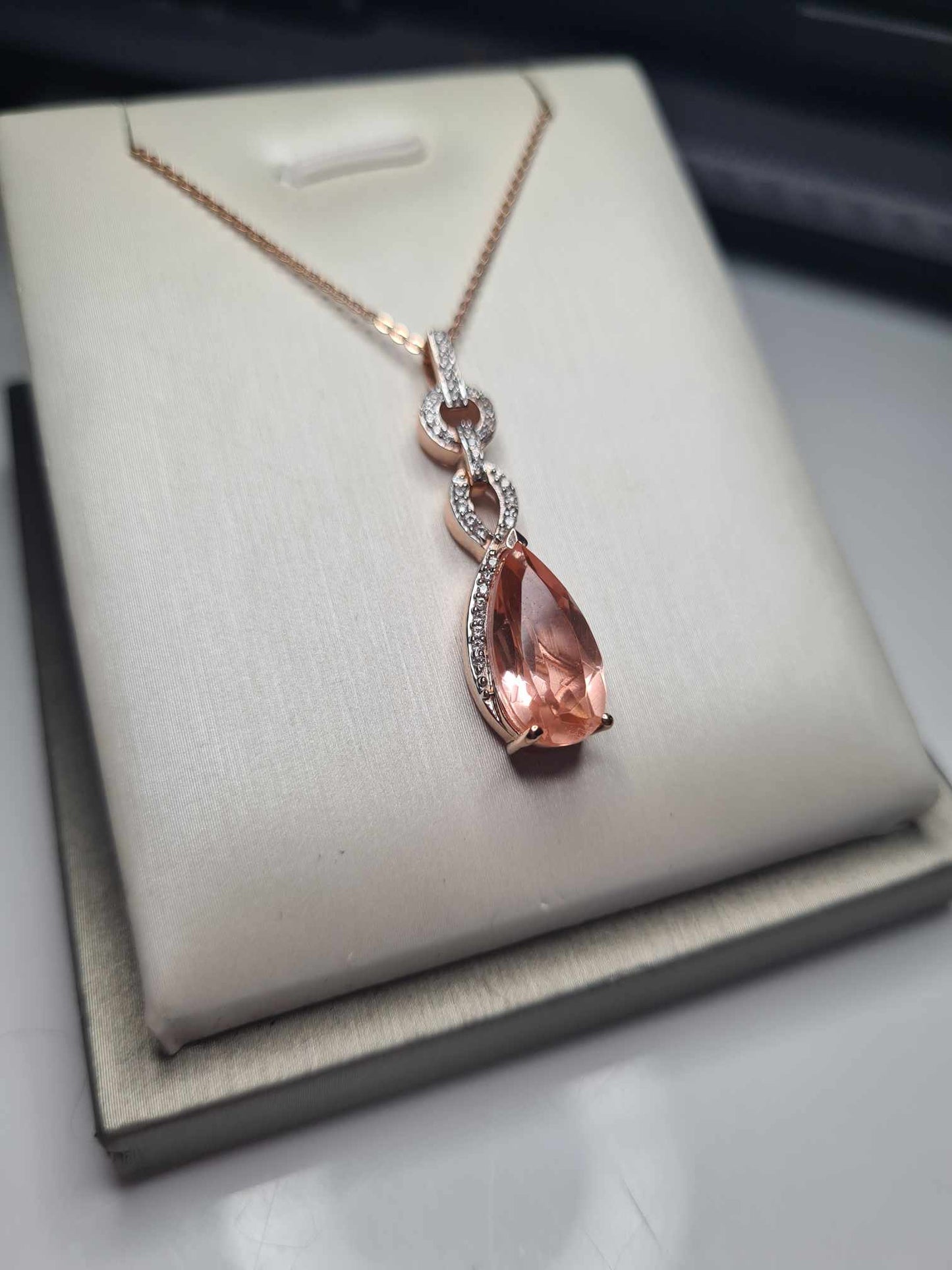 3.40ct Morganite Quartz and Natural Zircon Necklace in 18K Rose Gold Overlay 925 Sterling Silver