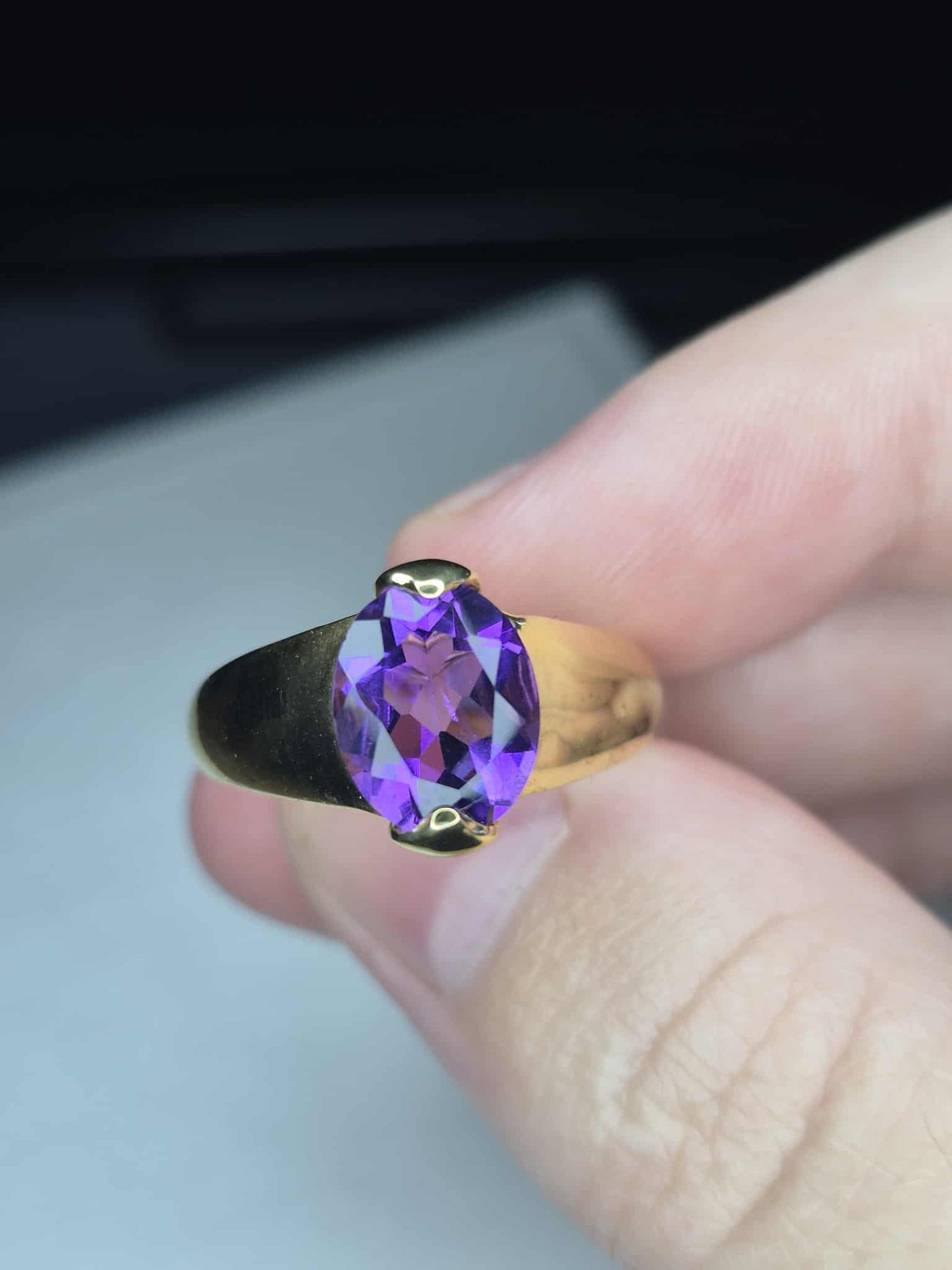 2.510ct AAA African Amethyst Solitaire Ring in 14K Gold 925 Sterling Silver SIZE M